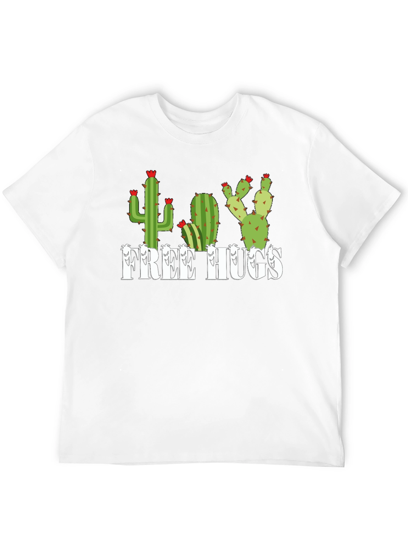 Free Hugs Cactus Graphic Tee - Black Unisex Shirt