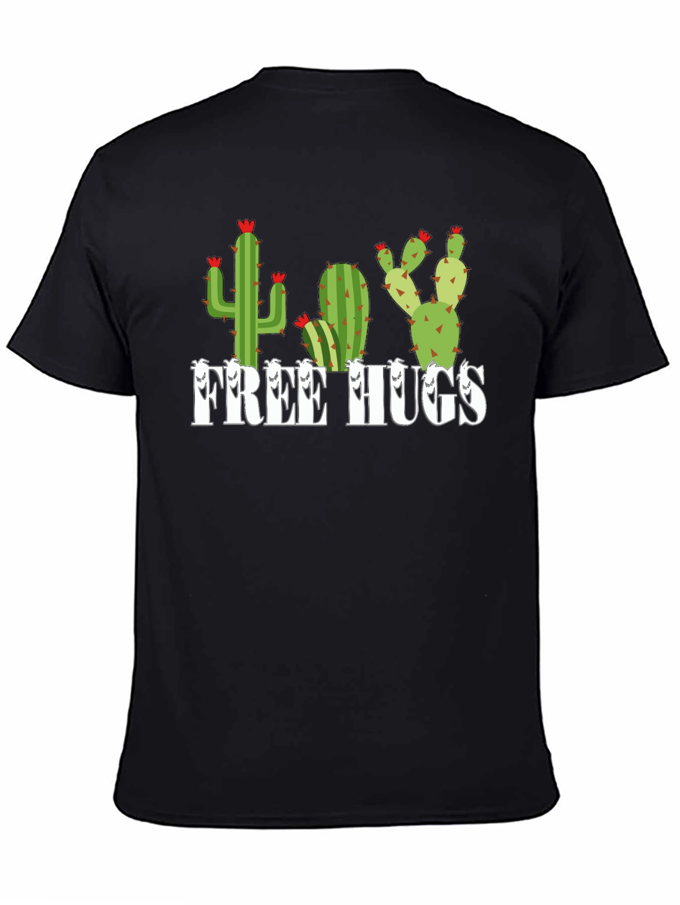 Free Hugs Cactus Graphic Tee - Black Unisex Shirt