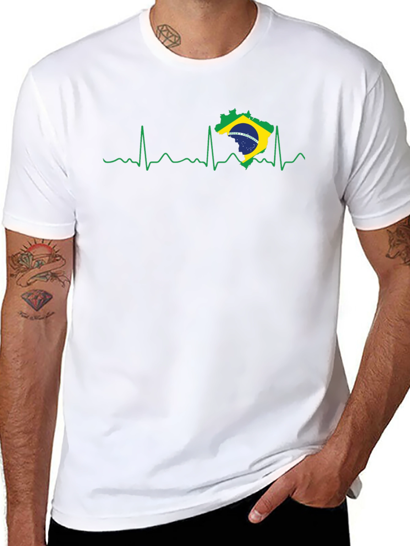 Brazil Heartbeat T-Shirt - Black Graphic Tee