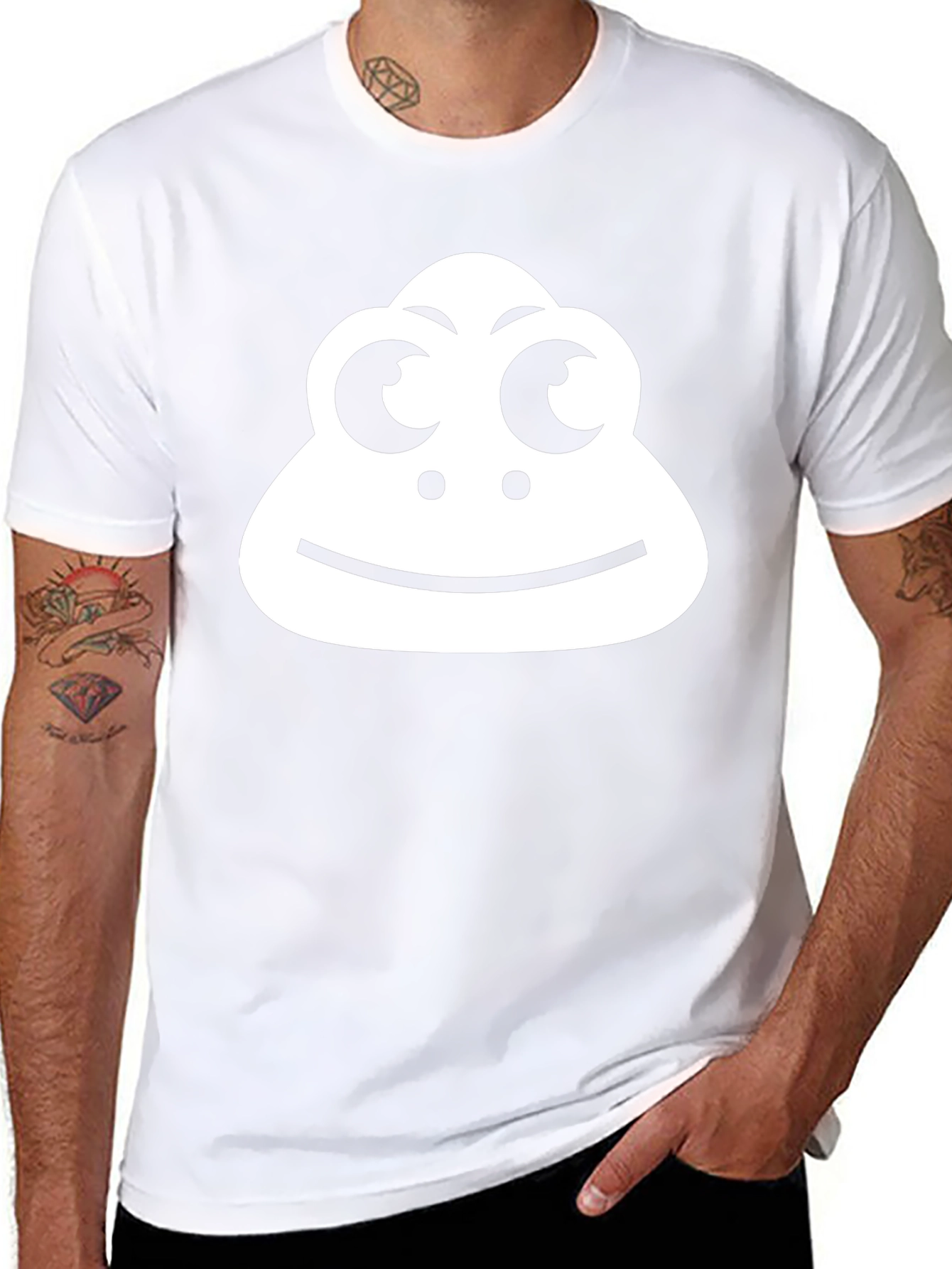 Cartoon Face Graphic Tee - Black