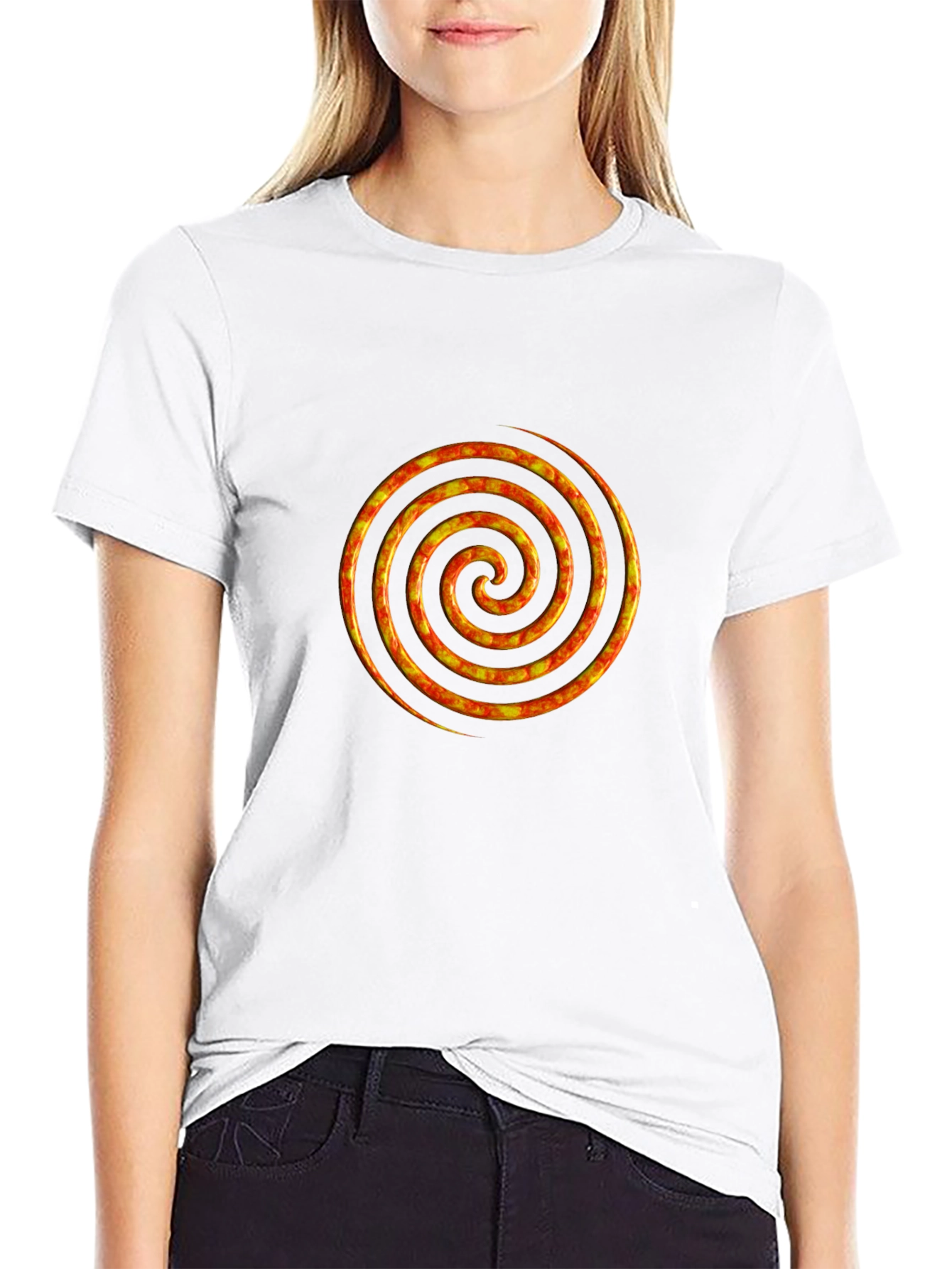 Fiery Spiral Graphic Black T-Shirt
