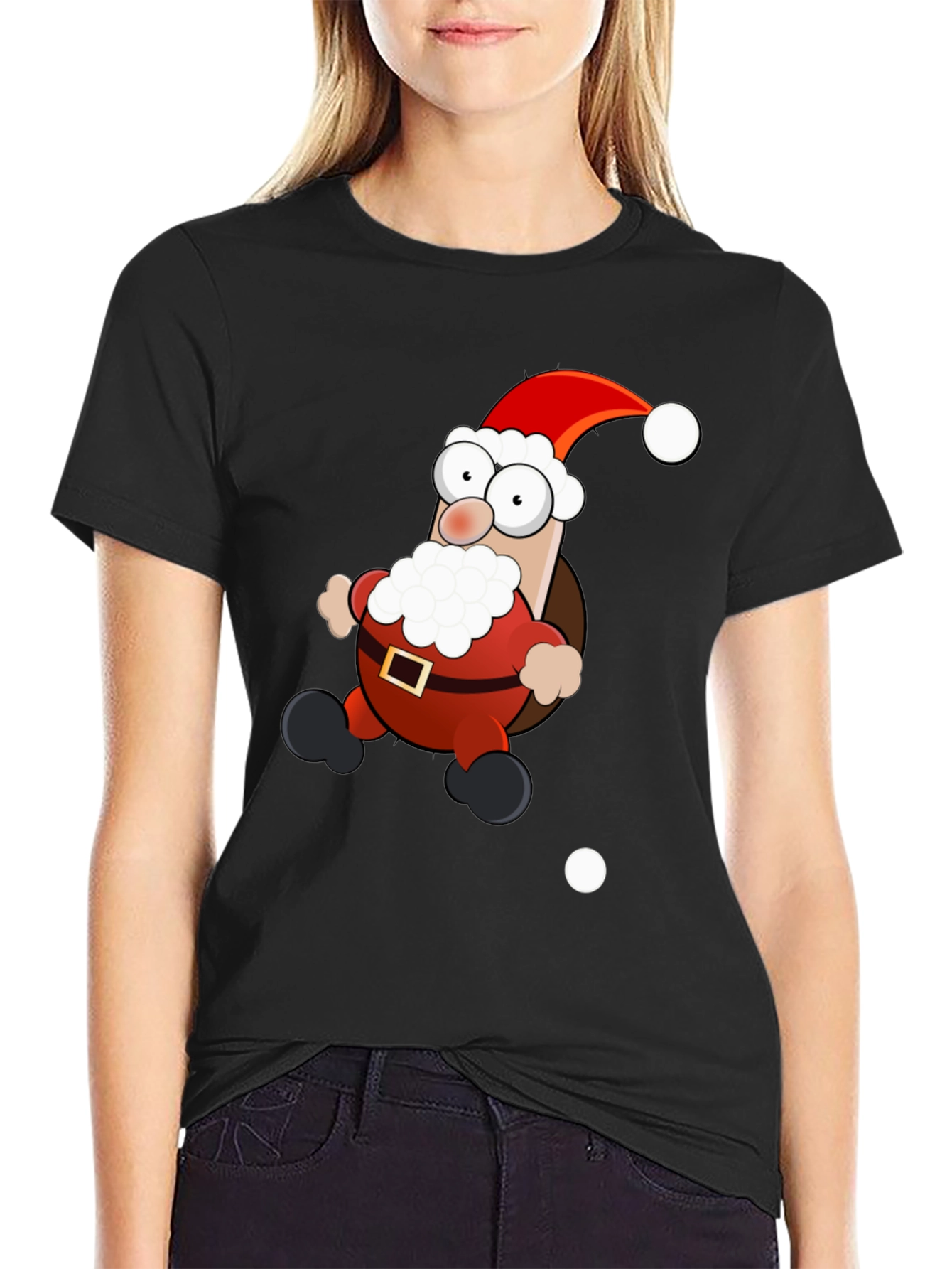 Cartoon Santa T-Shirt - Holiday Cheer