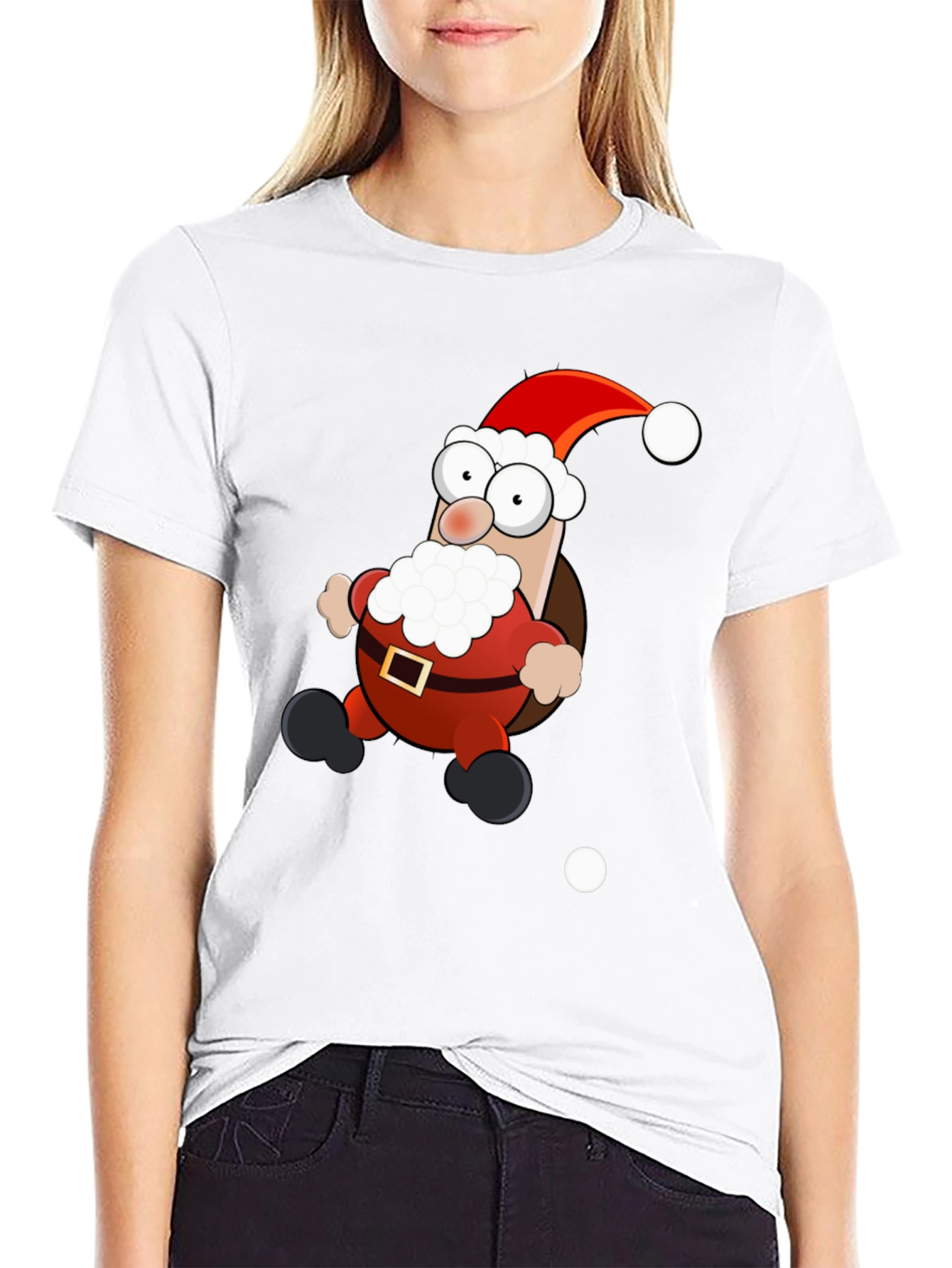 Cartoon Santa T-Shirt - Holiday Cheer