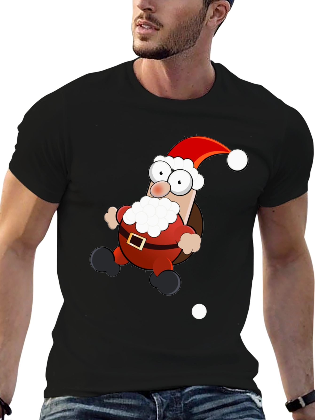 Cartoon Santa T-Shirt - Holiday Cheer