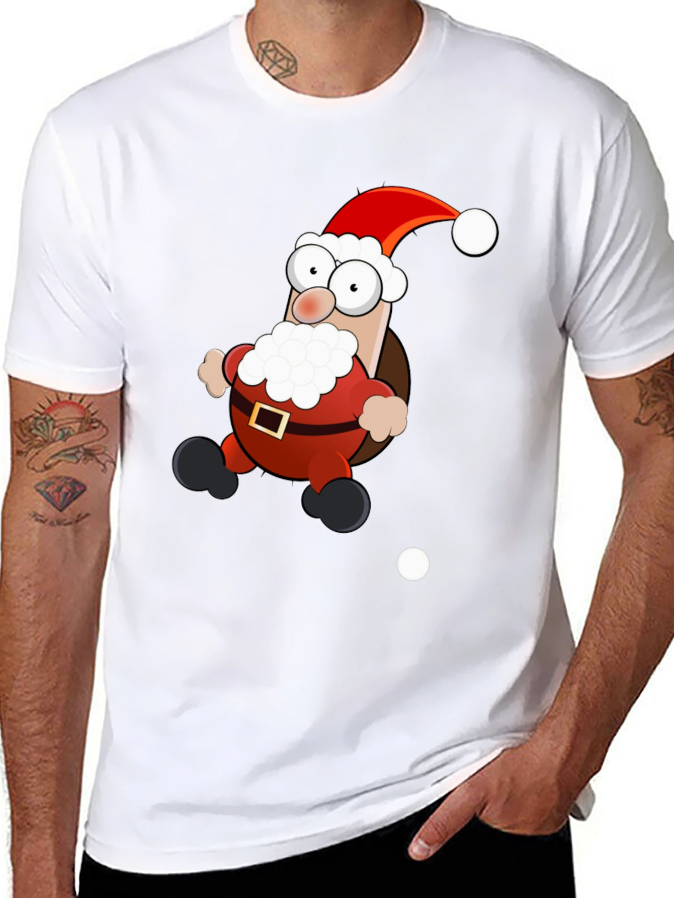 Cartoon Santa T-Shirt - Holiday Cheer