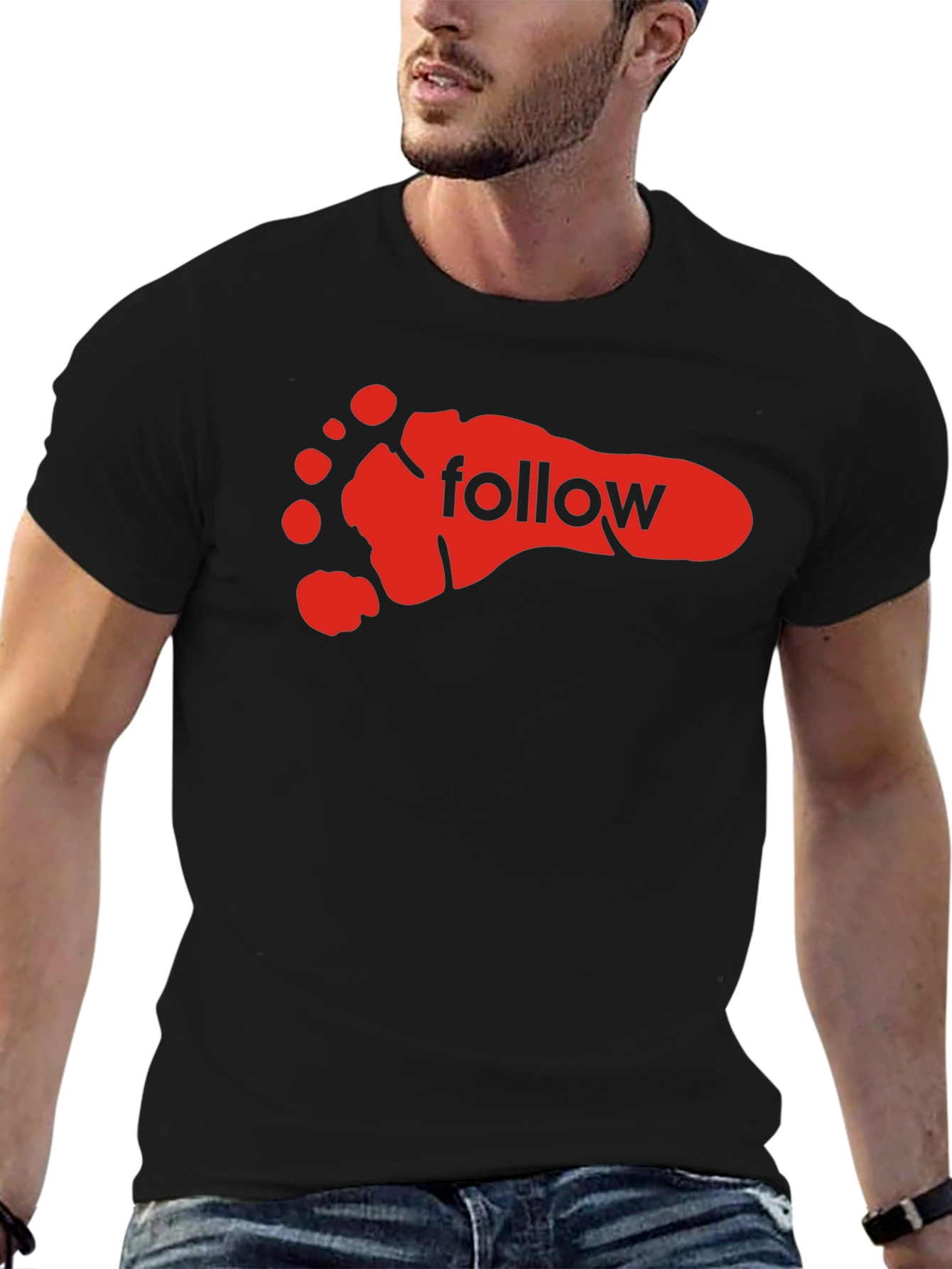 Follow Footprint Black Graphic Tee