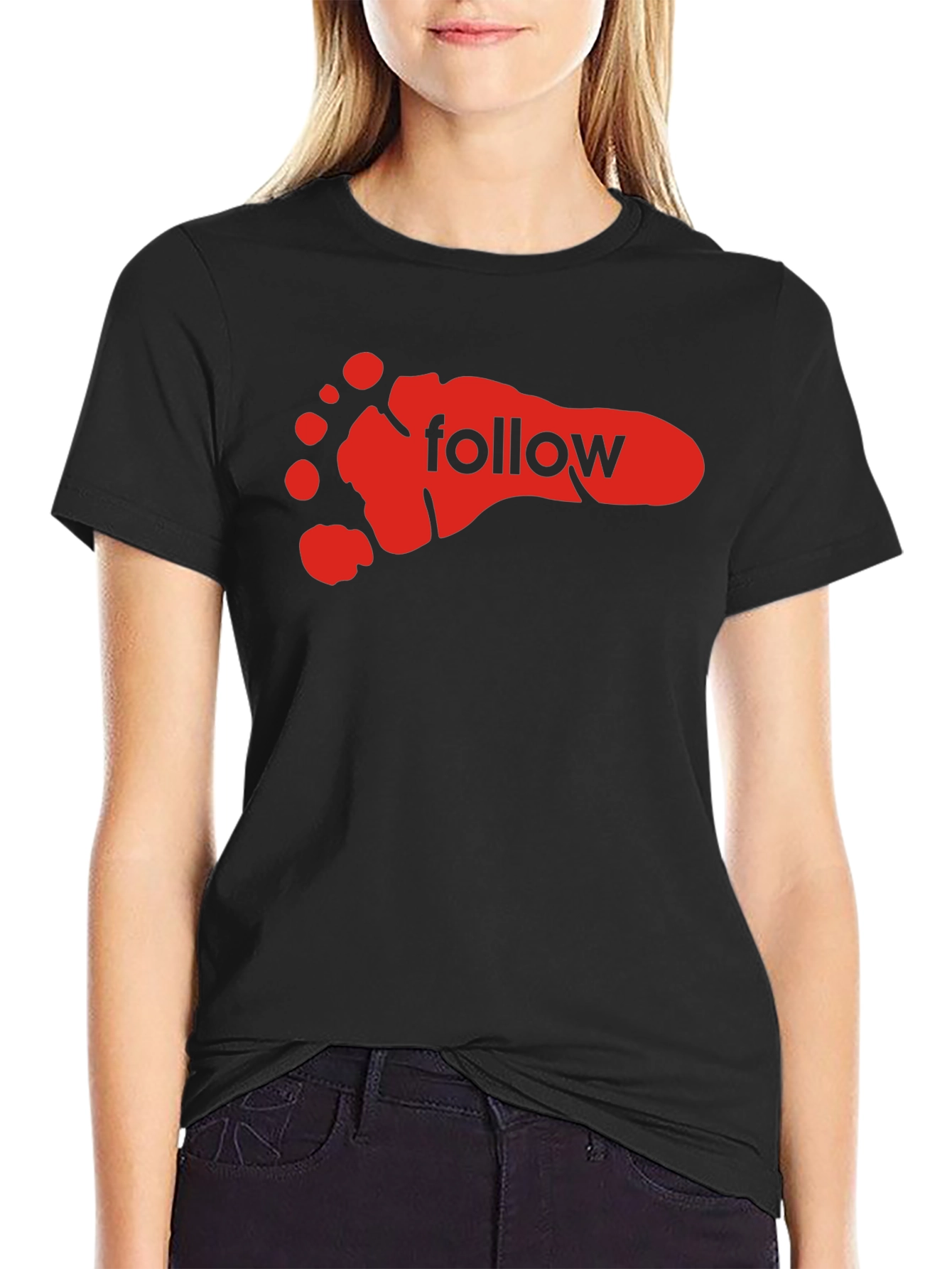 Follow Footprint Black Graphic Tee