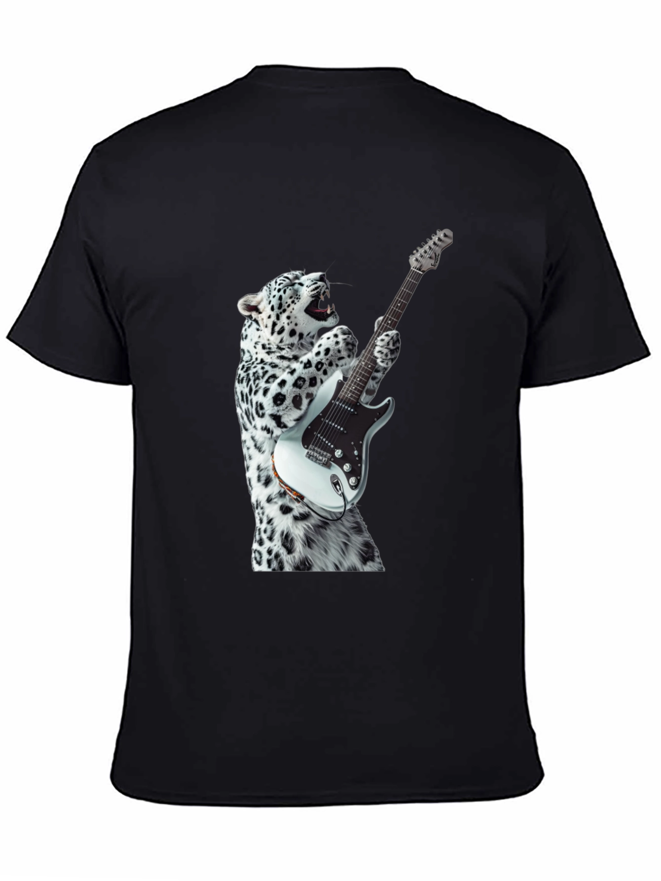 Cool Cat Guitar Player Graphic Tee - Black