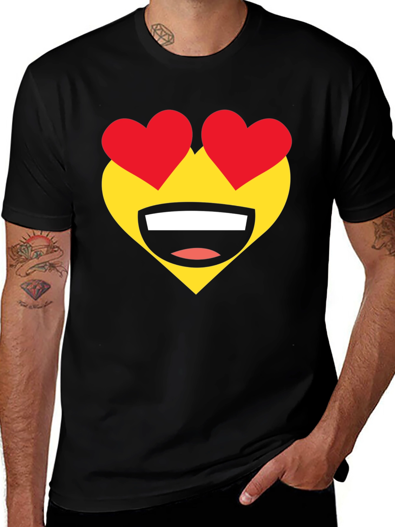 Heart Eyes Emoji T-Shirt - Black Cotton Tee