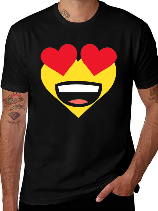 Heart Eyes Emoji T-Shirt - Black Cotton Tee