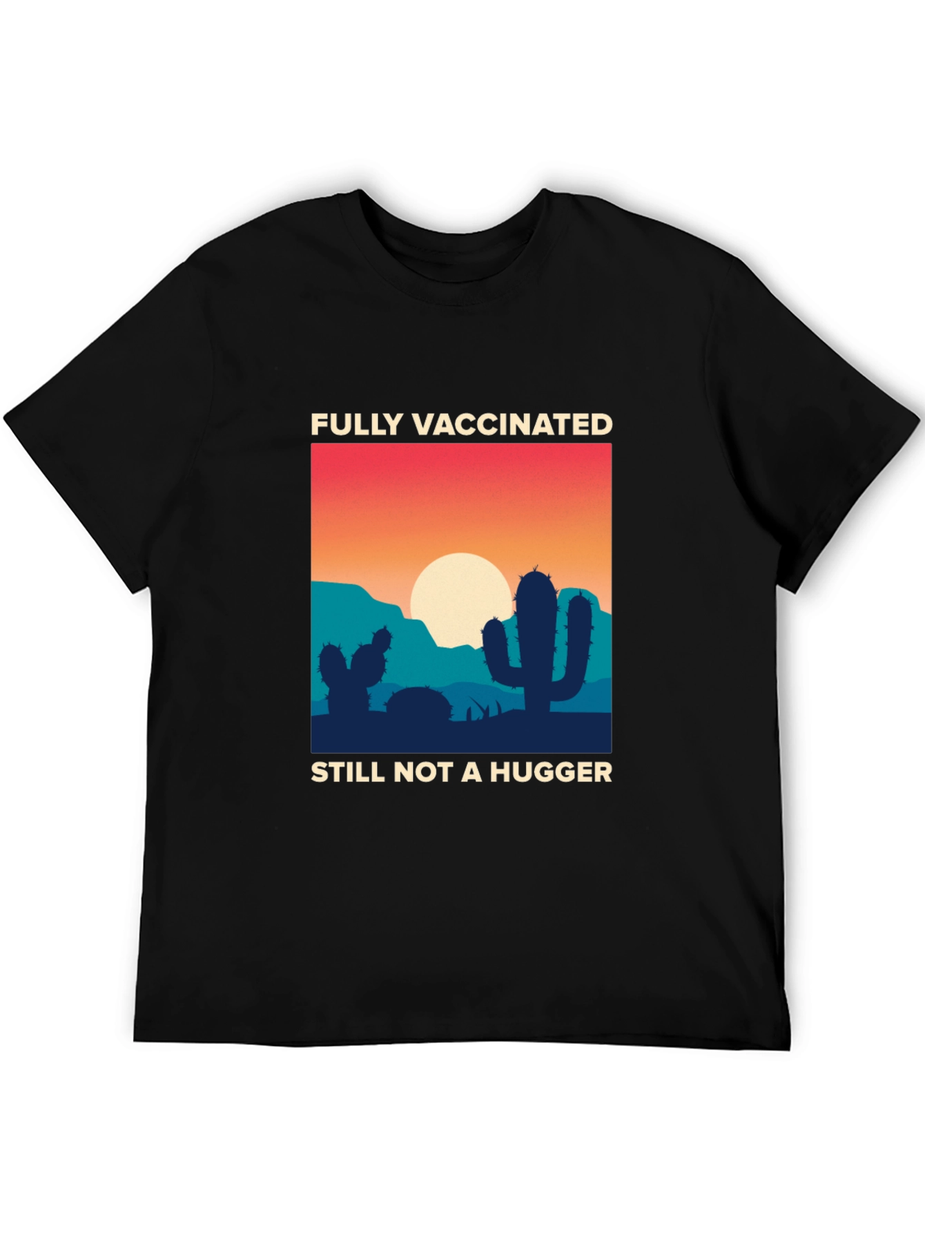 Fully Vaccinated Cactus Graphic T-Shirt - Anti-Hug Humor