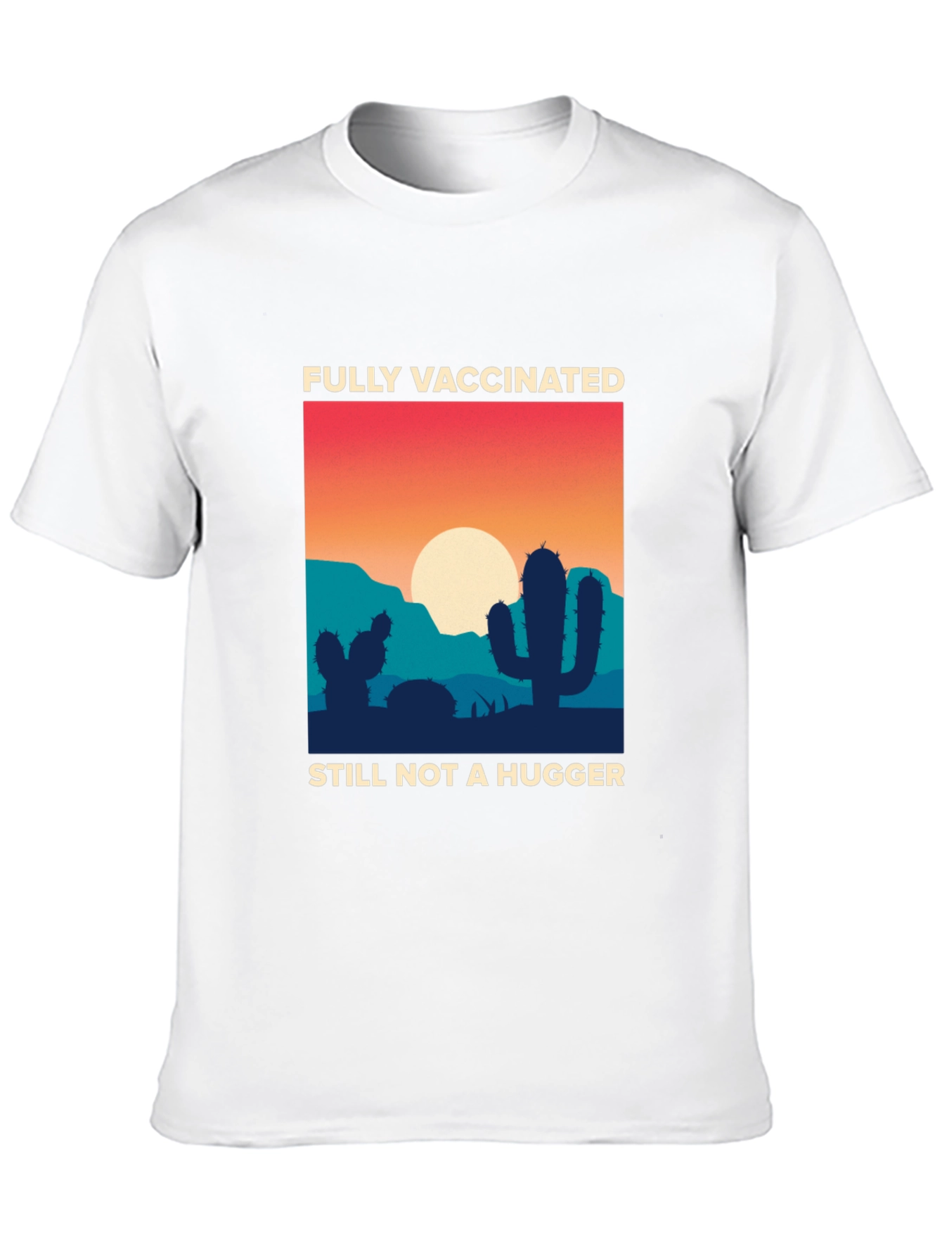 Fully Vaccinated Cactus Graphic T-Shirt - Anti-Hug Humor