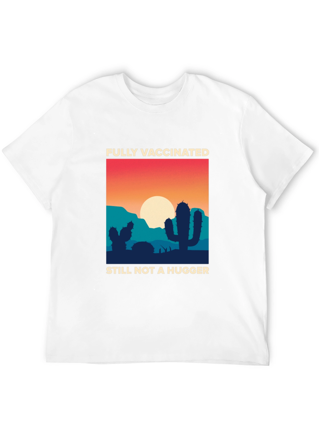 Fully Vaccinated Cactus Graphic T-Shirt - Anti-Hug Humor