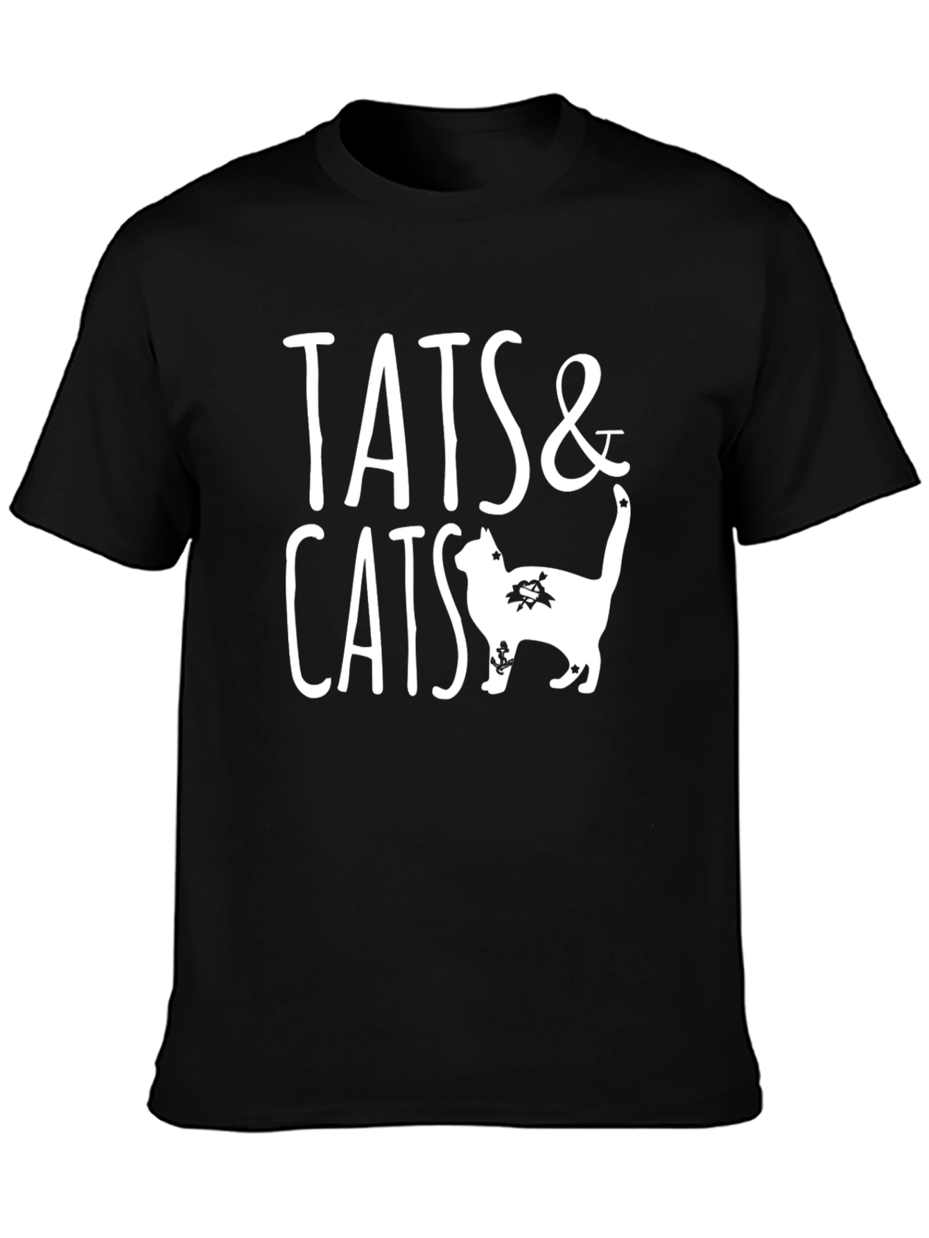 Tats & Cats Graphic Tee - Black Cotton T-Shirt