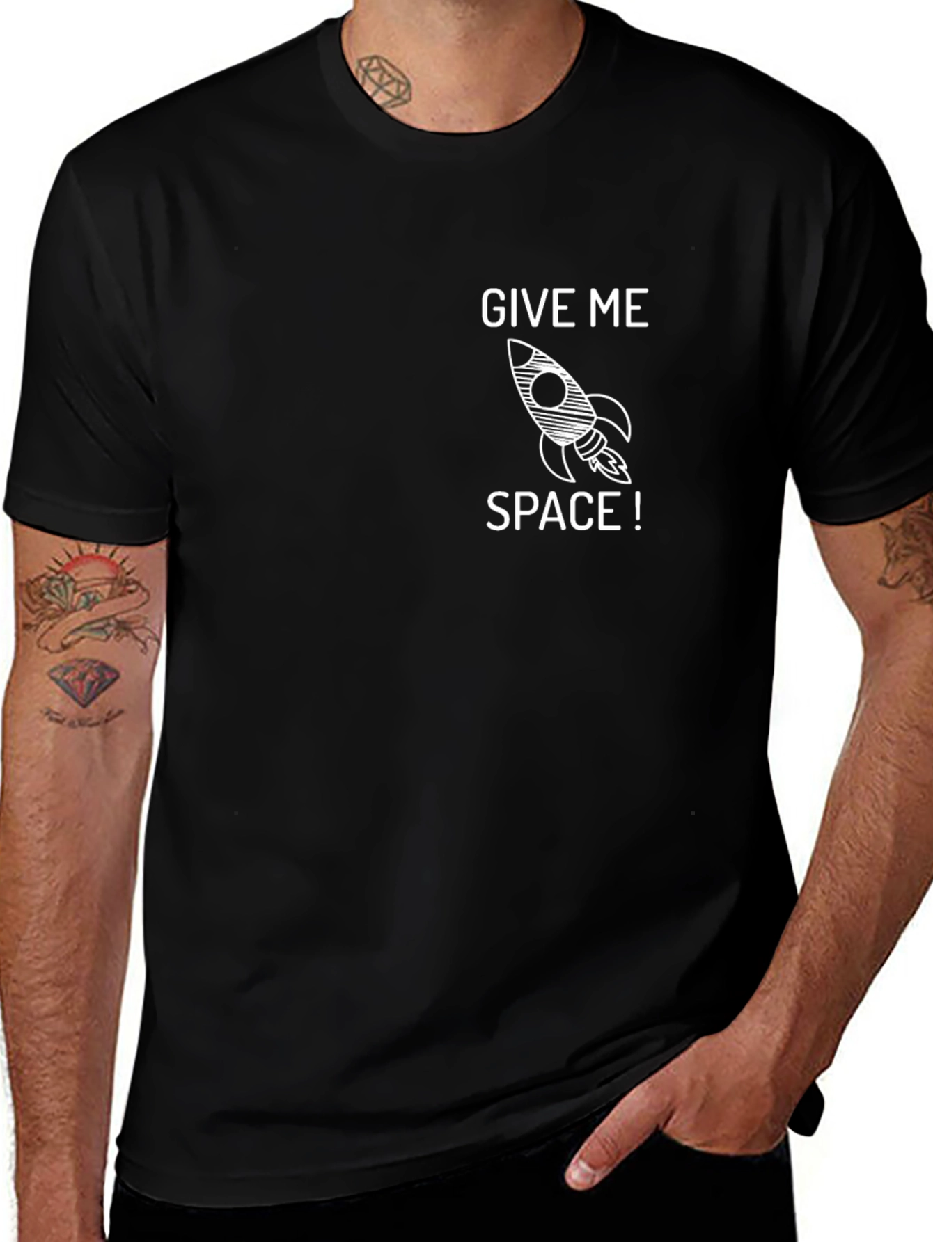 Give Me Space Rocket Graphic Tee - Black