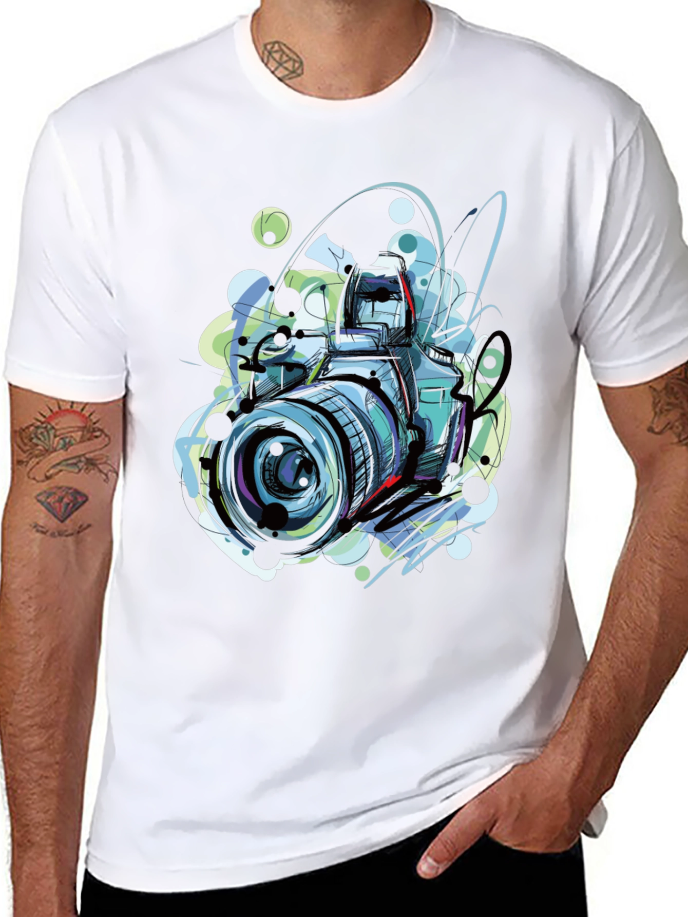 Camera Sketch Graphic T-Shirt Photography Lover Tee