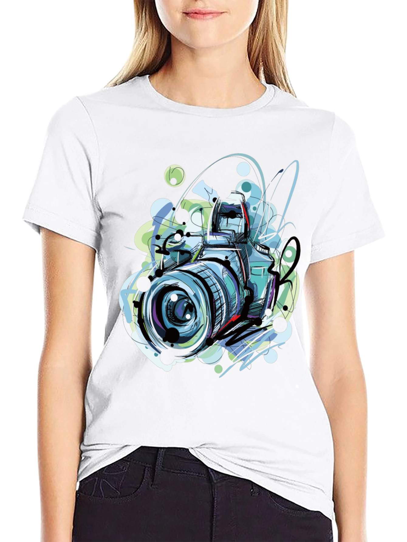 Camera Sketch Graphic T-Shirt Photography Lover Tee