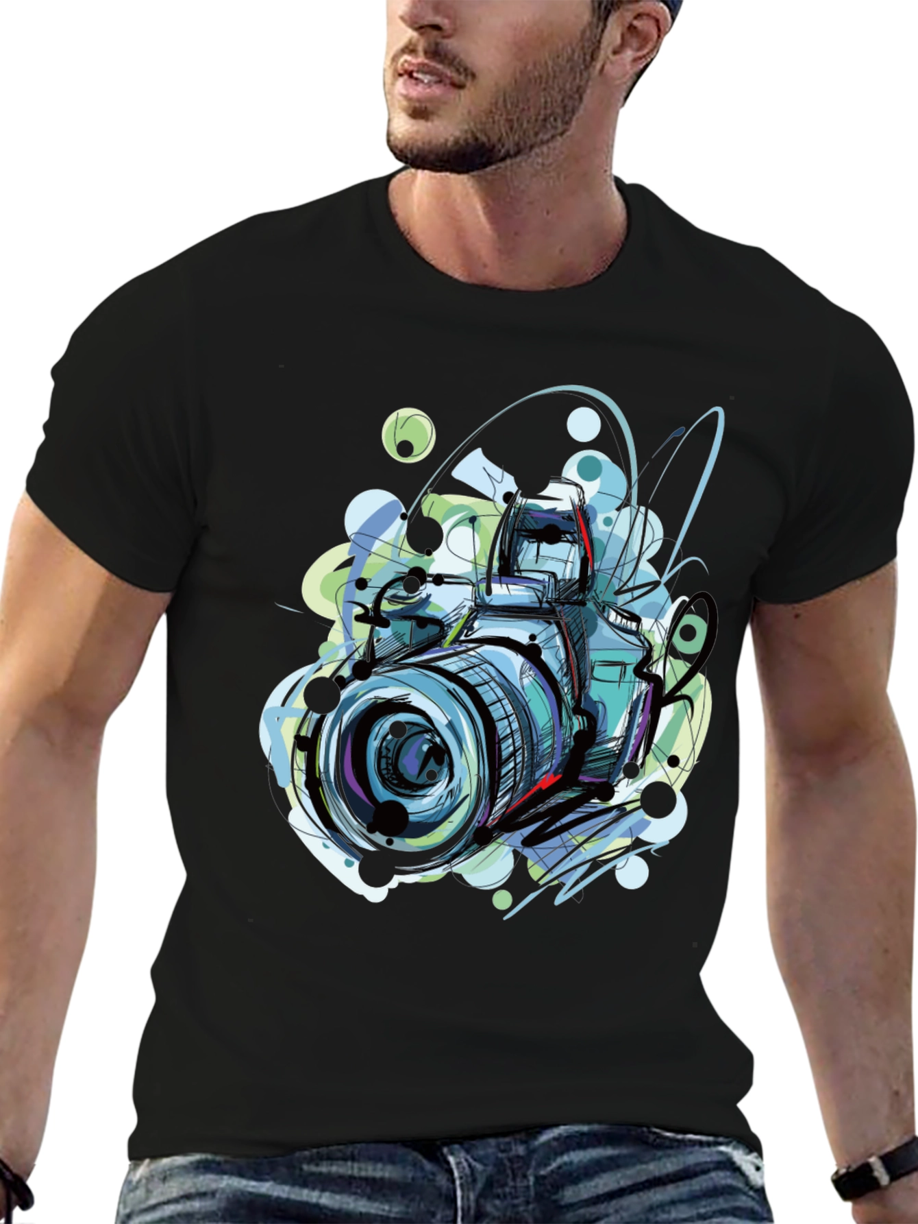 Camera Sketch Graphic T-Shirt Photography Lover Tee