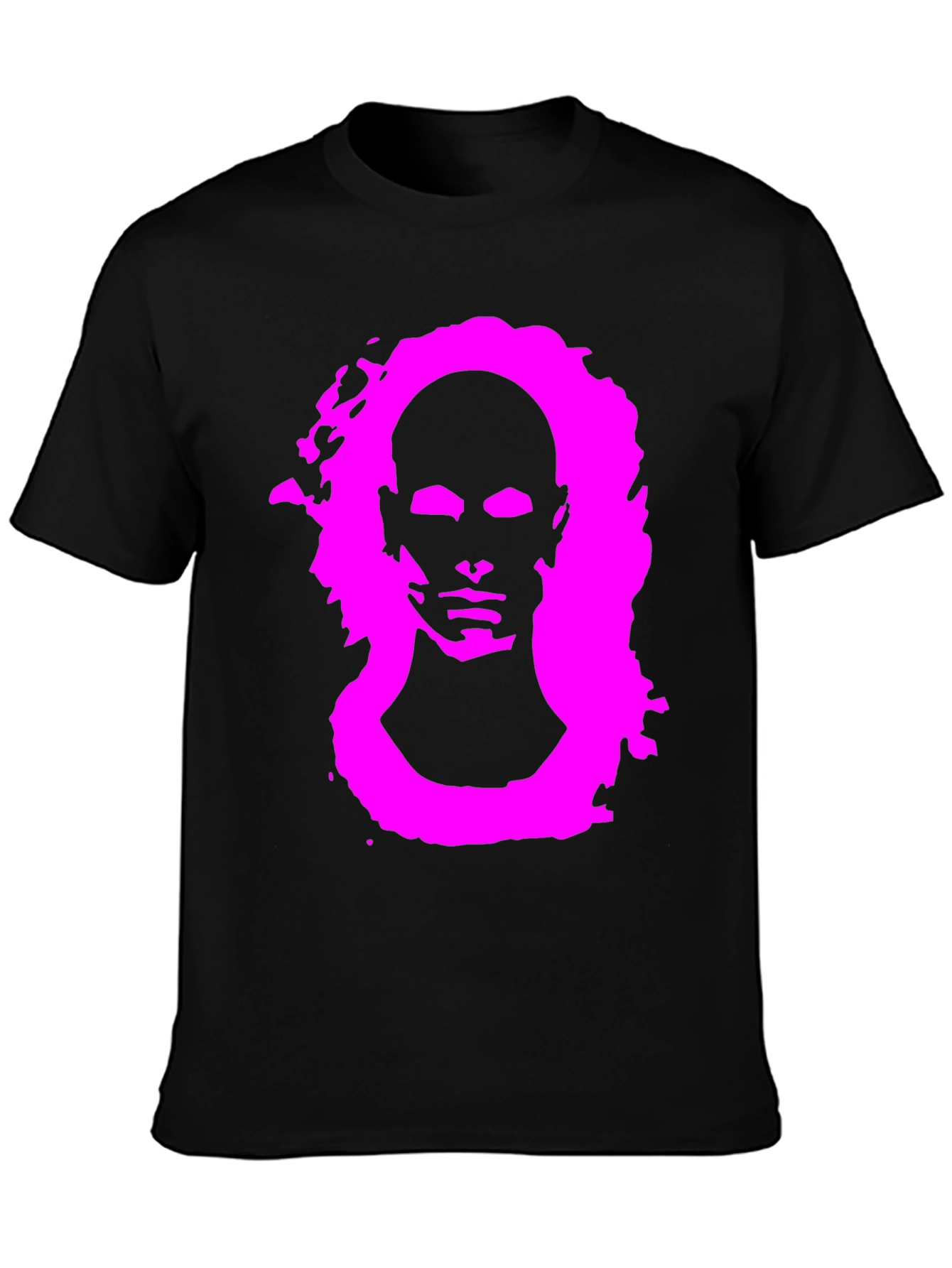 Abstract Face Graphic Print Black T-Shirt