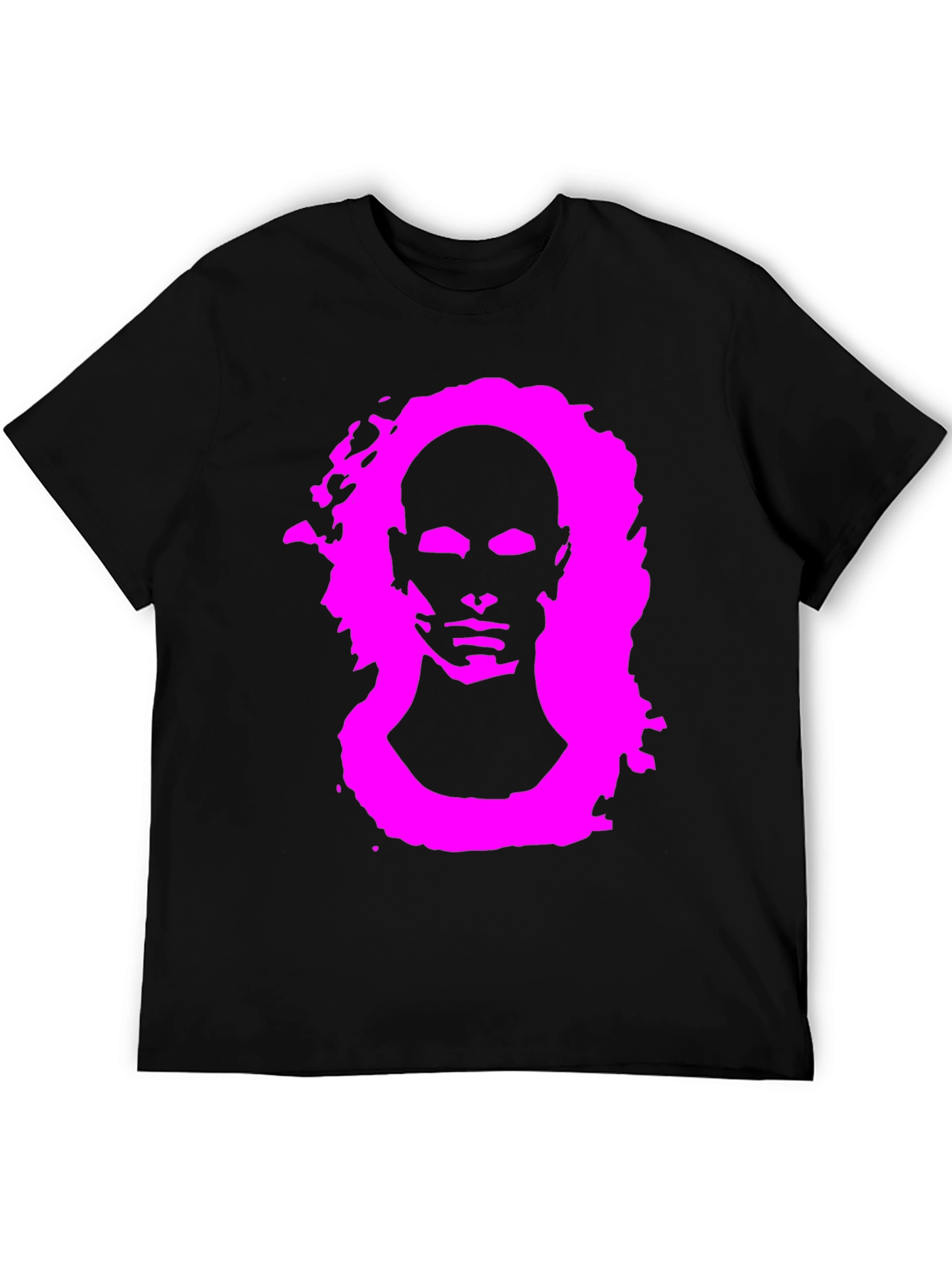 Abstract Face Graphic Print Black T-Shirt