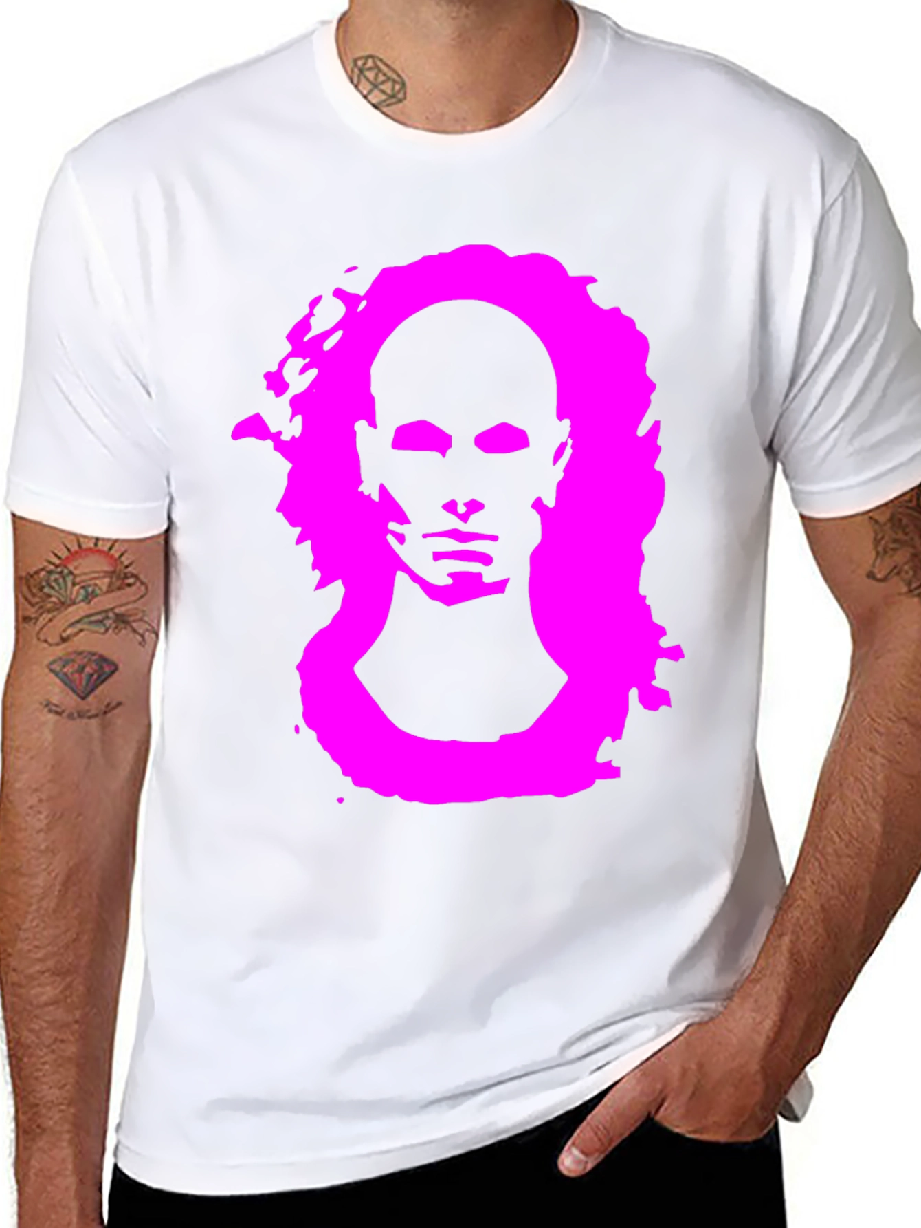 Abstract Face Graphic Print Black T-Shirt