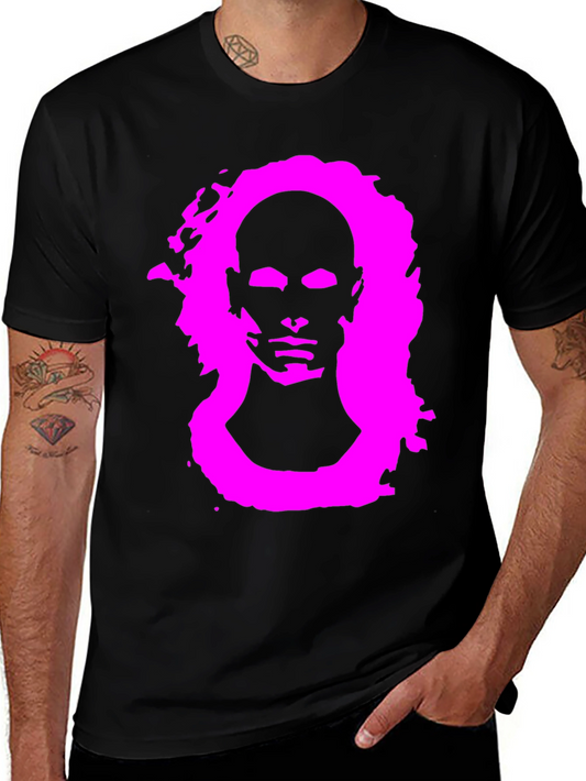 Abstract Face Graphic Print Black T-Shirt