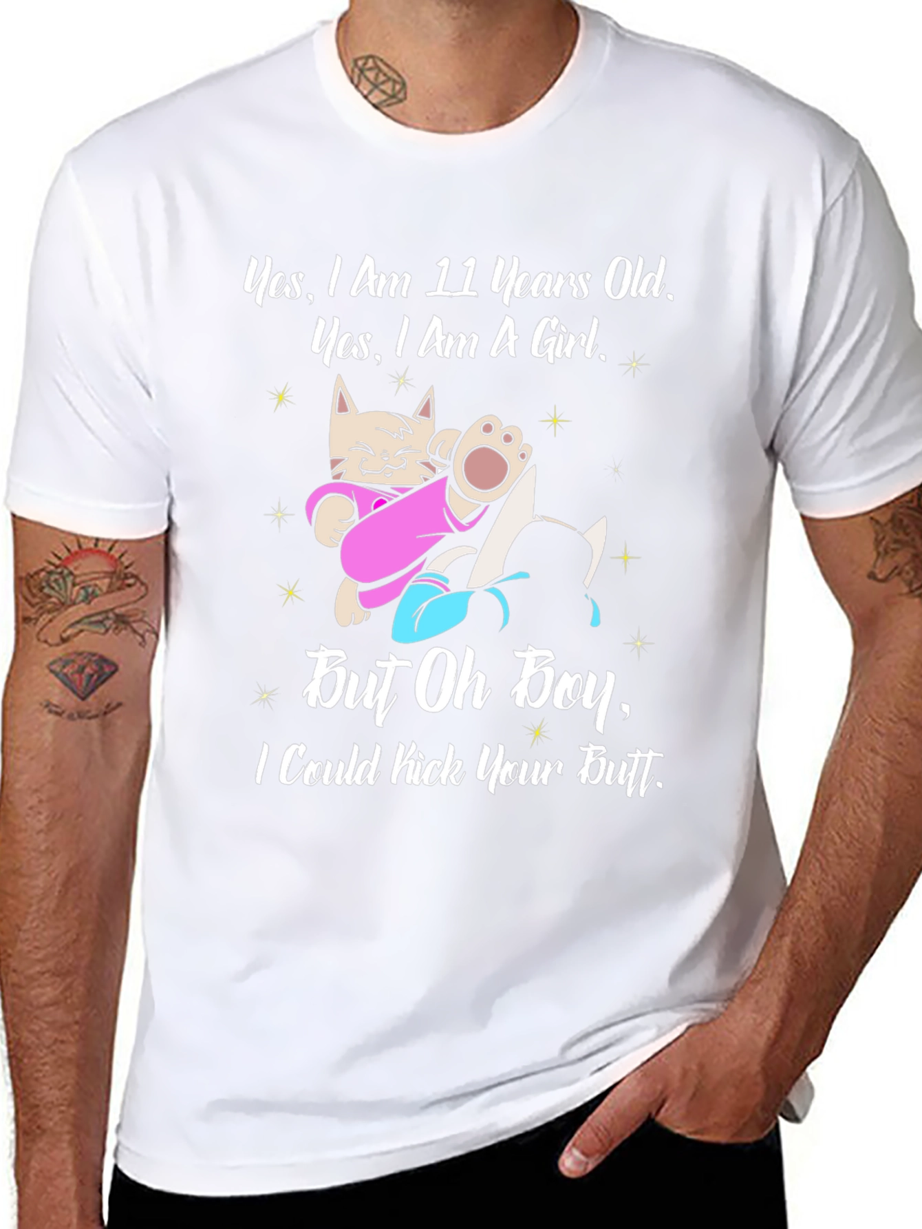 Funny 11 Year Old Girl Cat Graphic T-Shirt