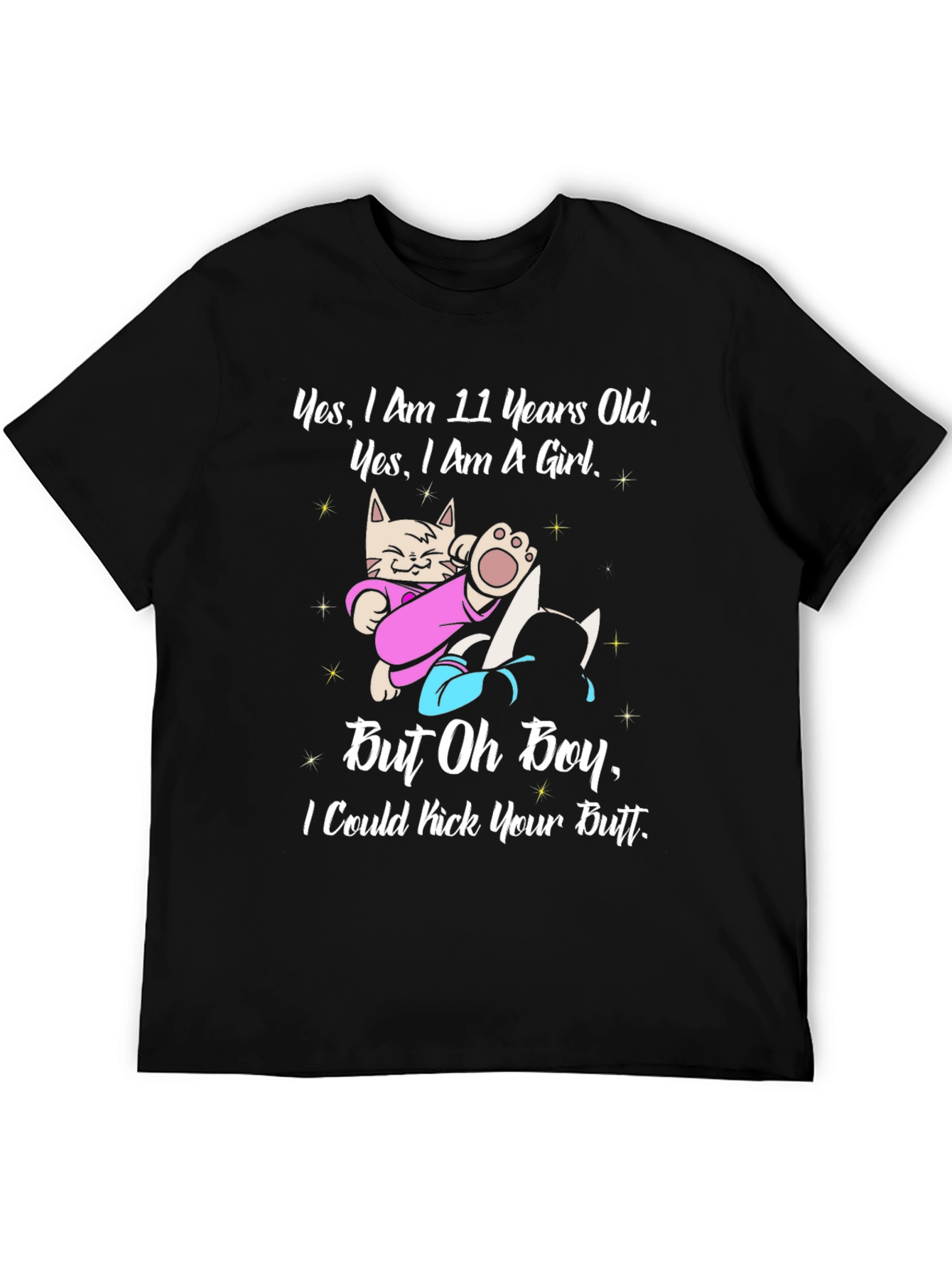 Funny 11 Year Old Girl Cat Graphic T-Shirt