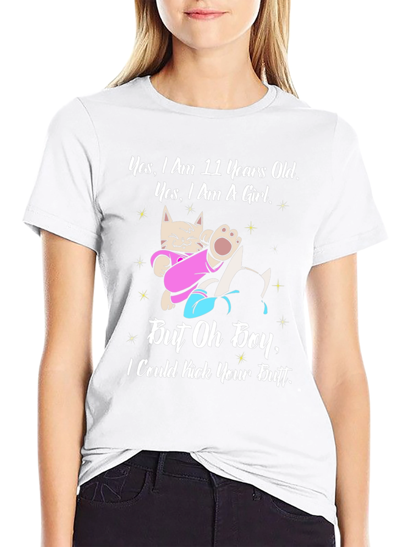 Funny 11 Year Old Girl Cat Graphic T-Shirt