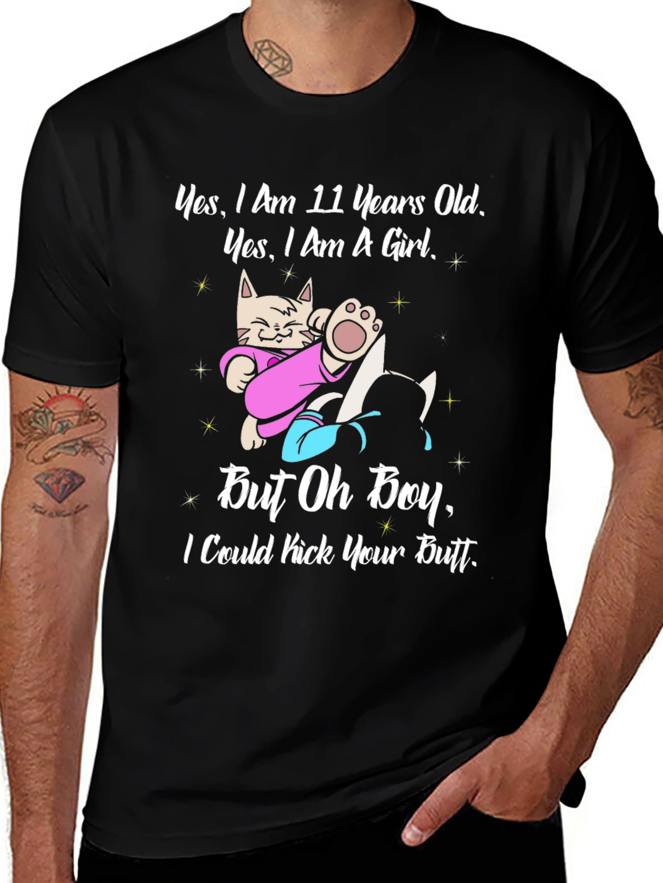 Funny 11 Year Old Girl Cat Graphic T-Shirt