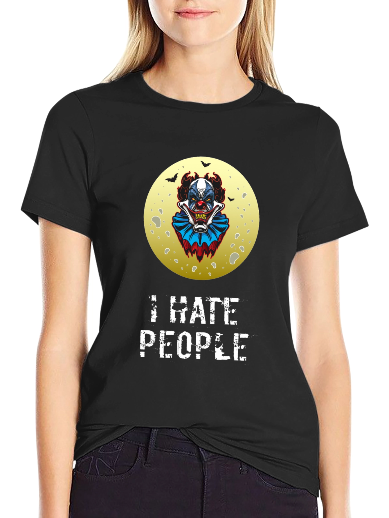 I Hate People Clown Graphic Tee - Black