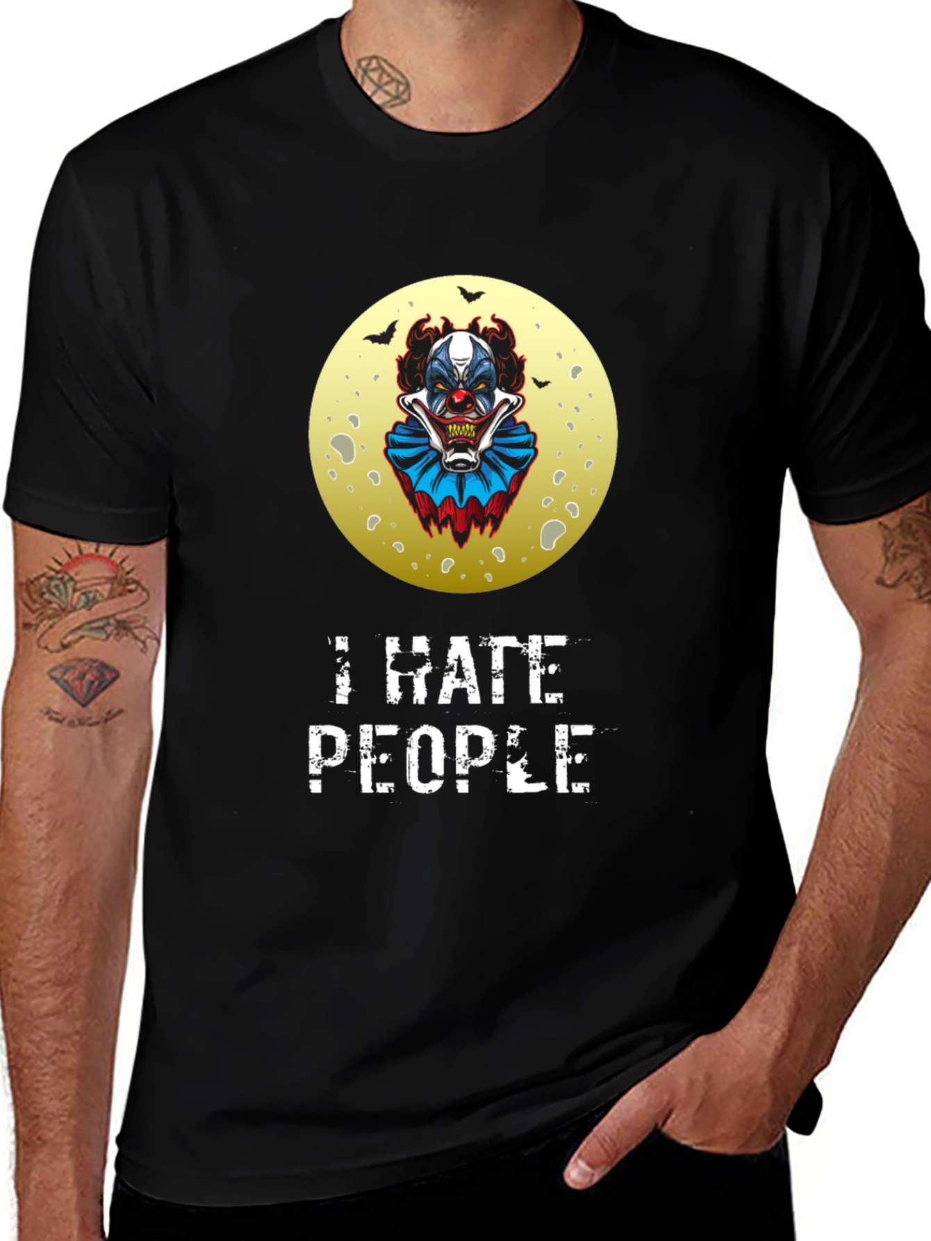 I Hate People Clown Graphic Tee - Black