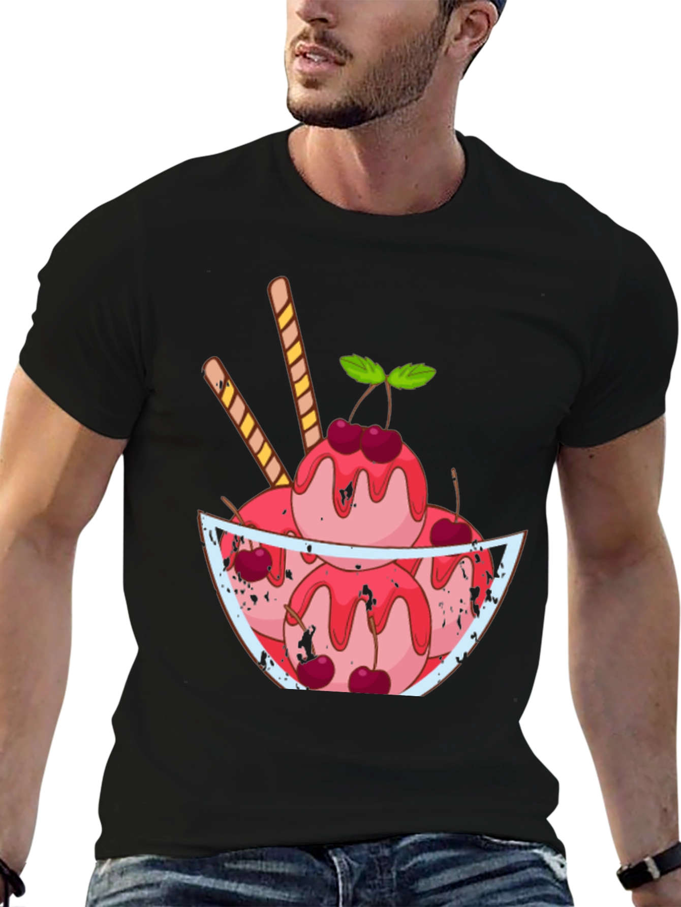 Ice Cream Sundae Graphic Tee - Fun Dessert T-Shirt