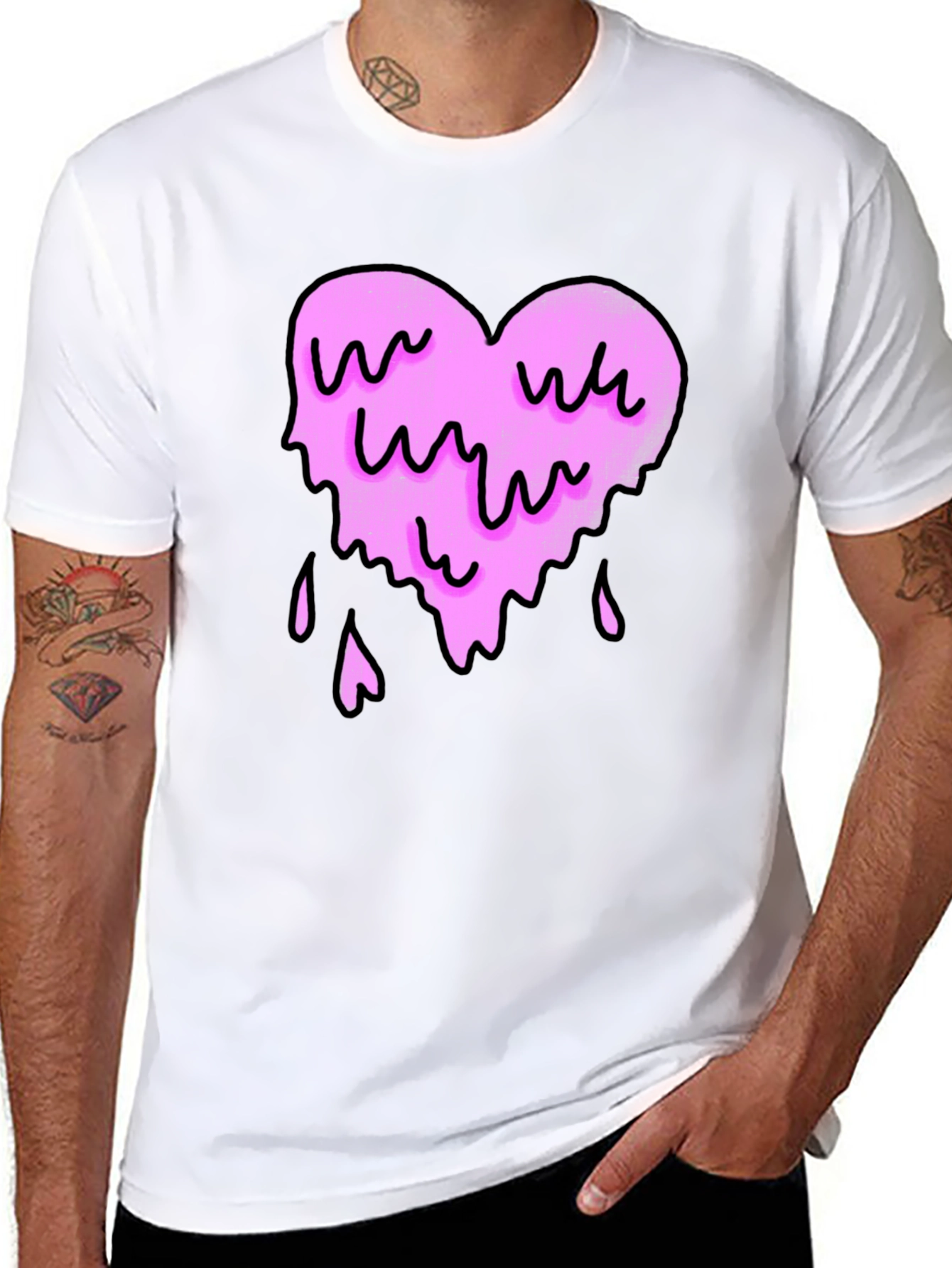 Melting Heart Graphic Tee - Black