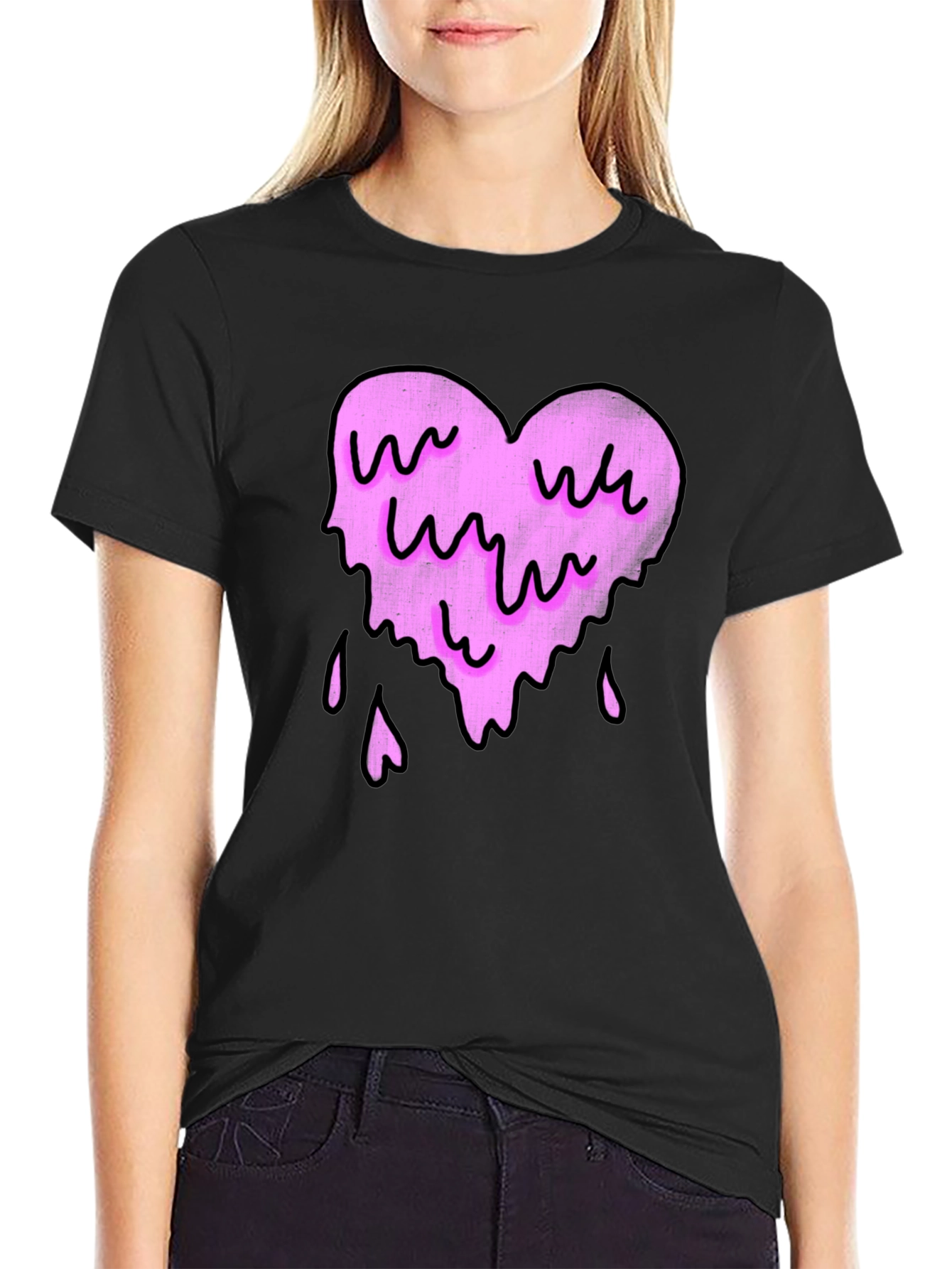 Melting Heart Graphic Tee - Black