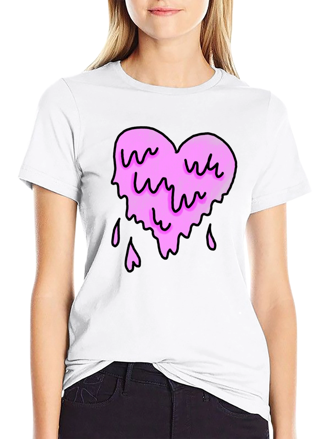 Melting Heart Graphic Tee - Black
