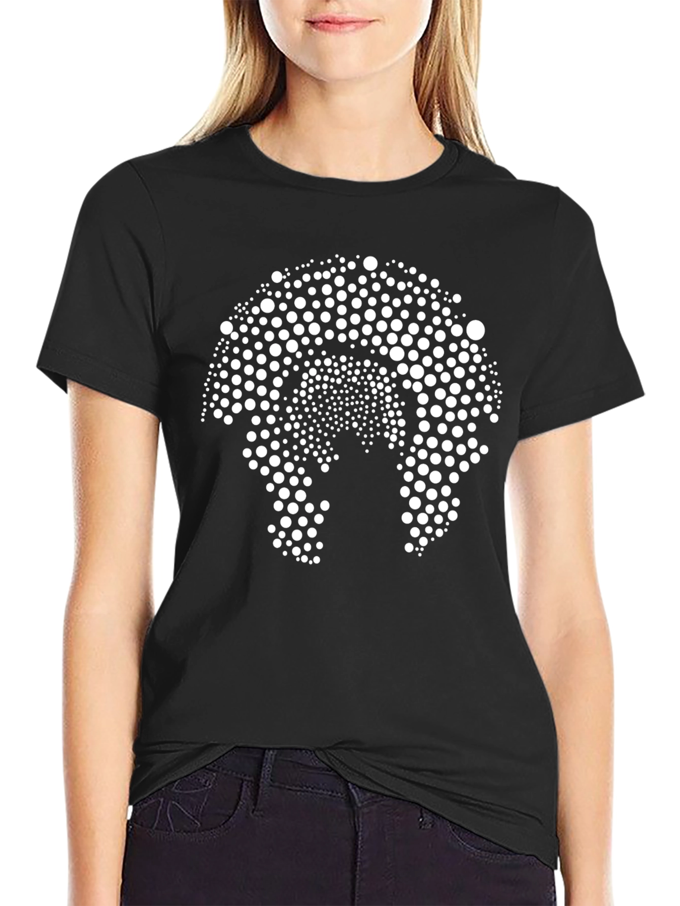 Abstract Dot Pattern Black T-Shirt