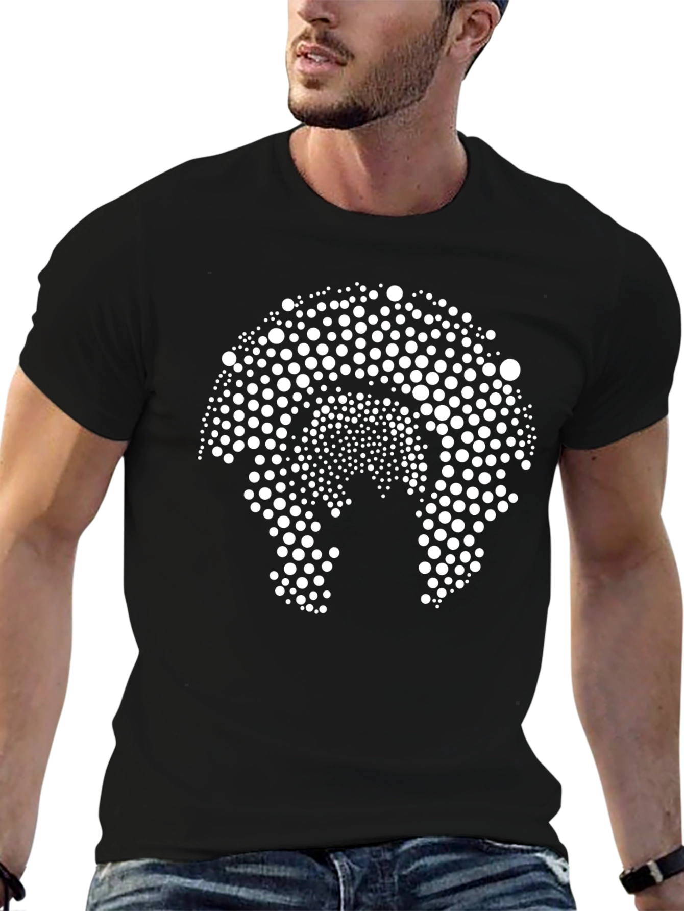 Abstract Dot Pattern Black T-Shirt