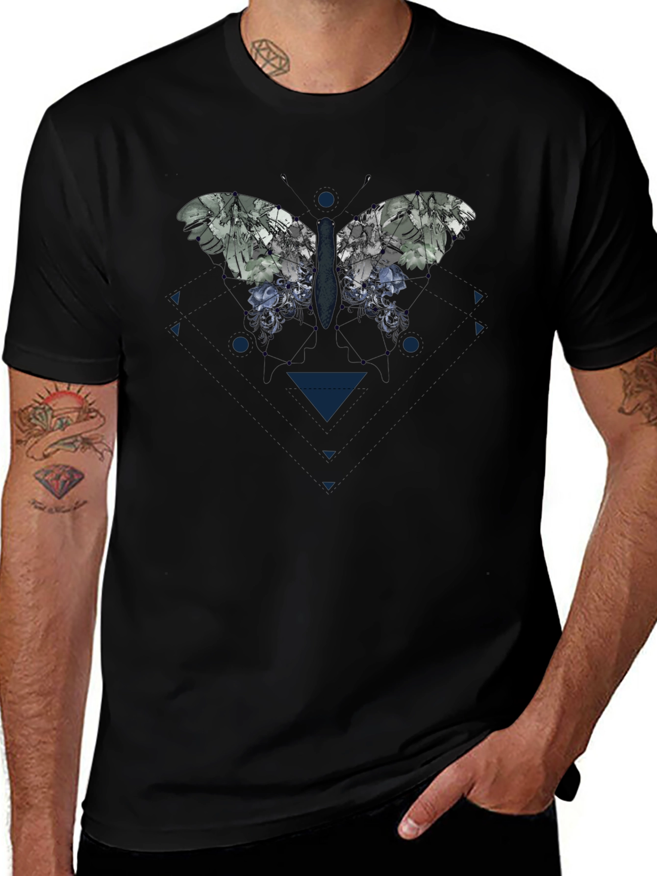 Butterfly Graphic Print Black T-Shirt