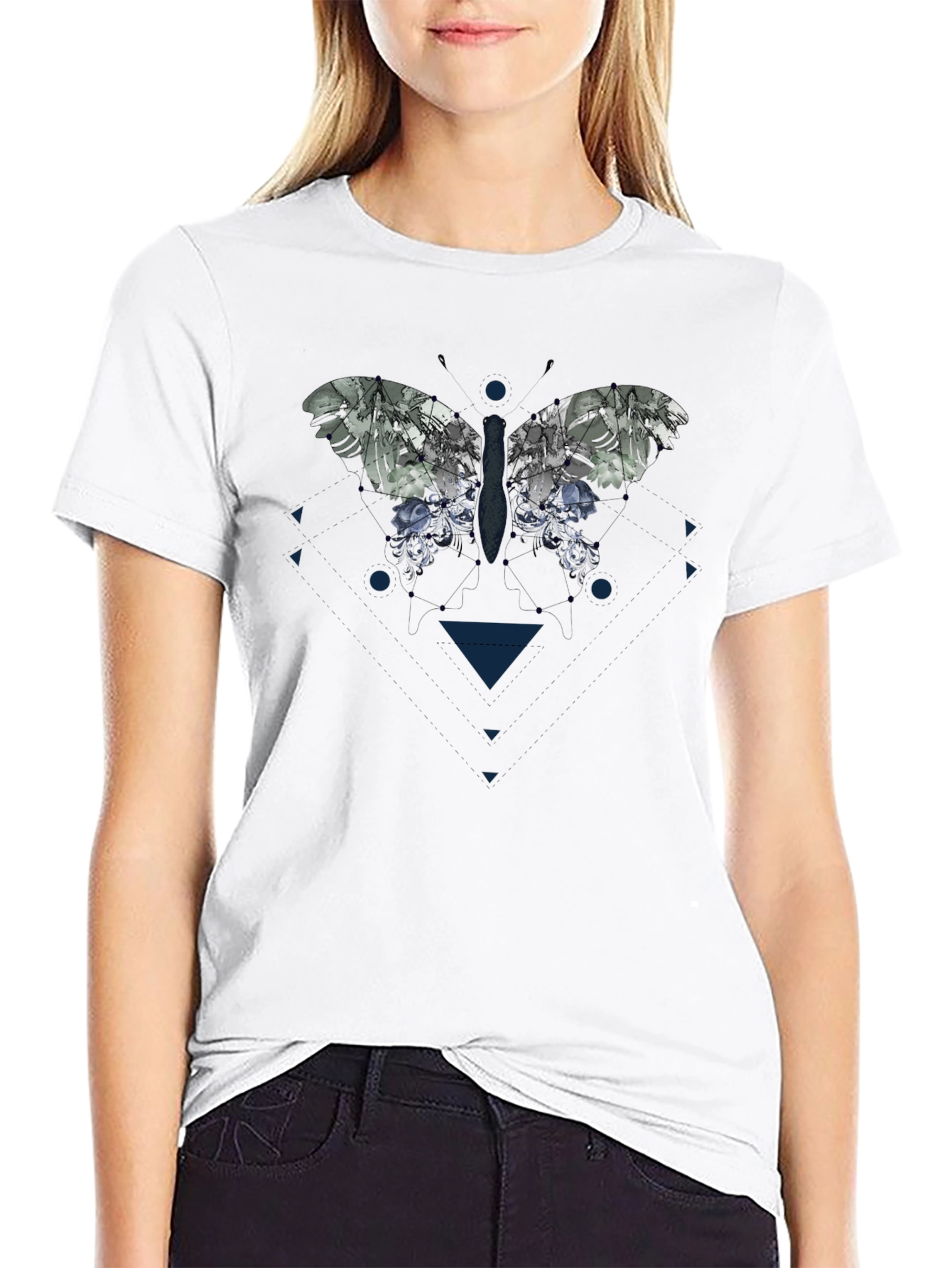 Butterfly Graphic Print Black T-Shirt
