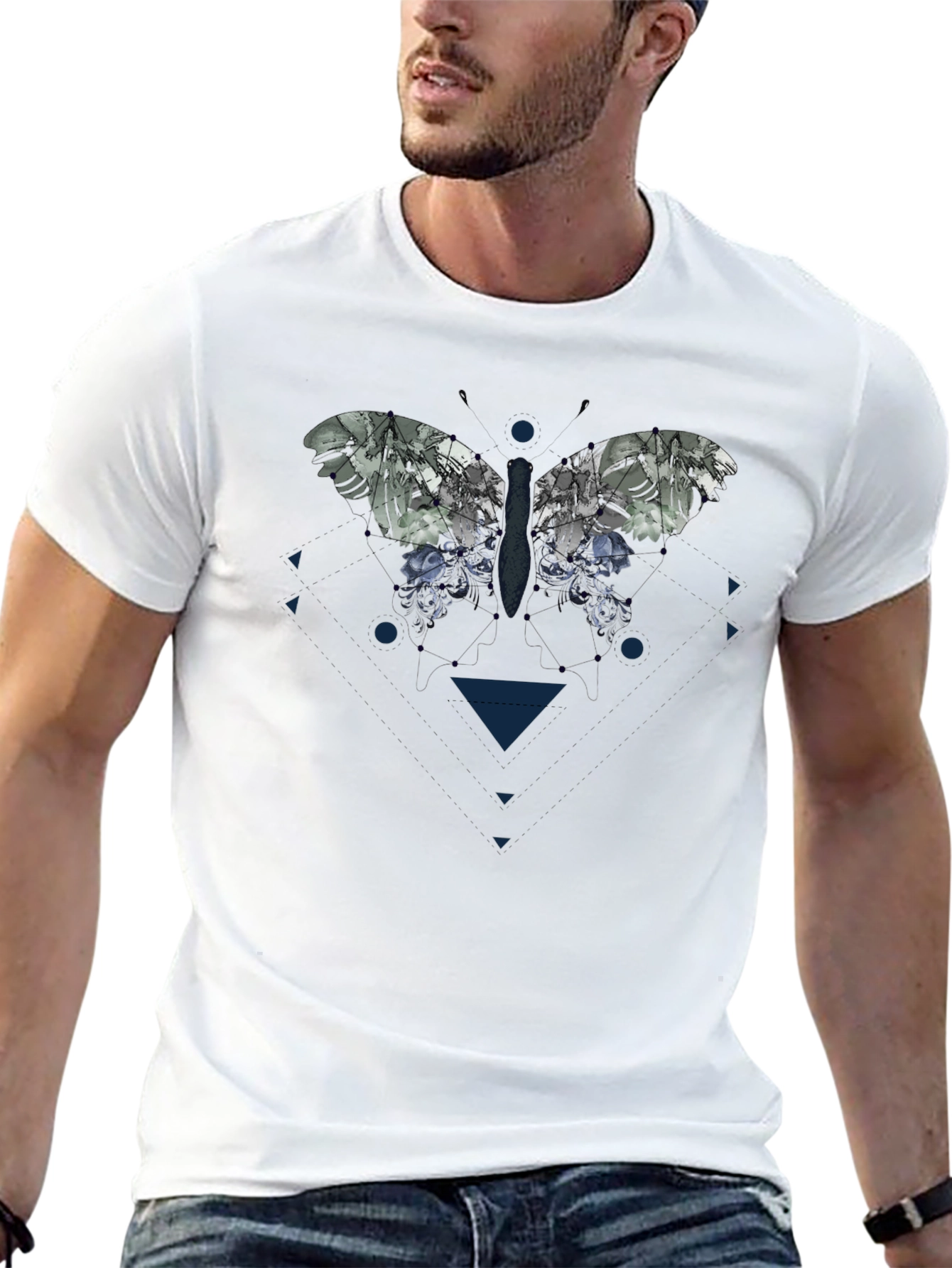 Butterfly Graphic Print Black T-Shirt