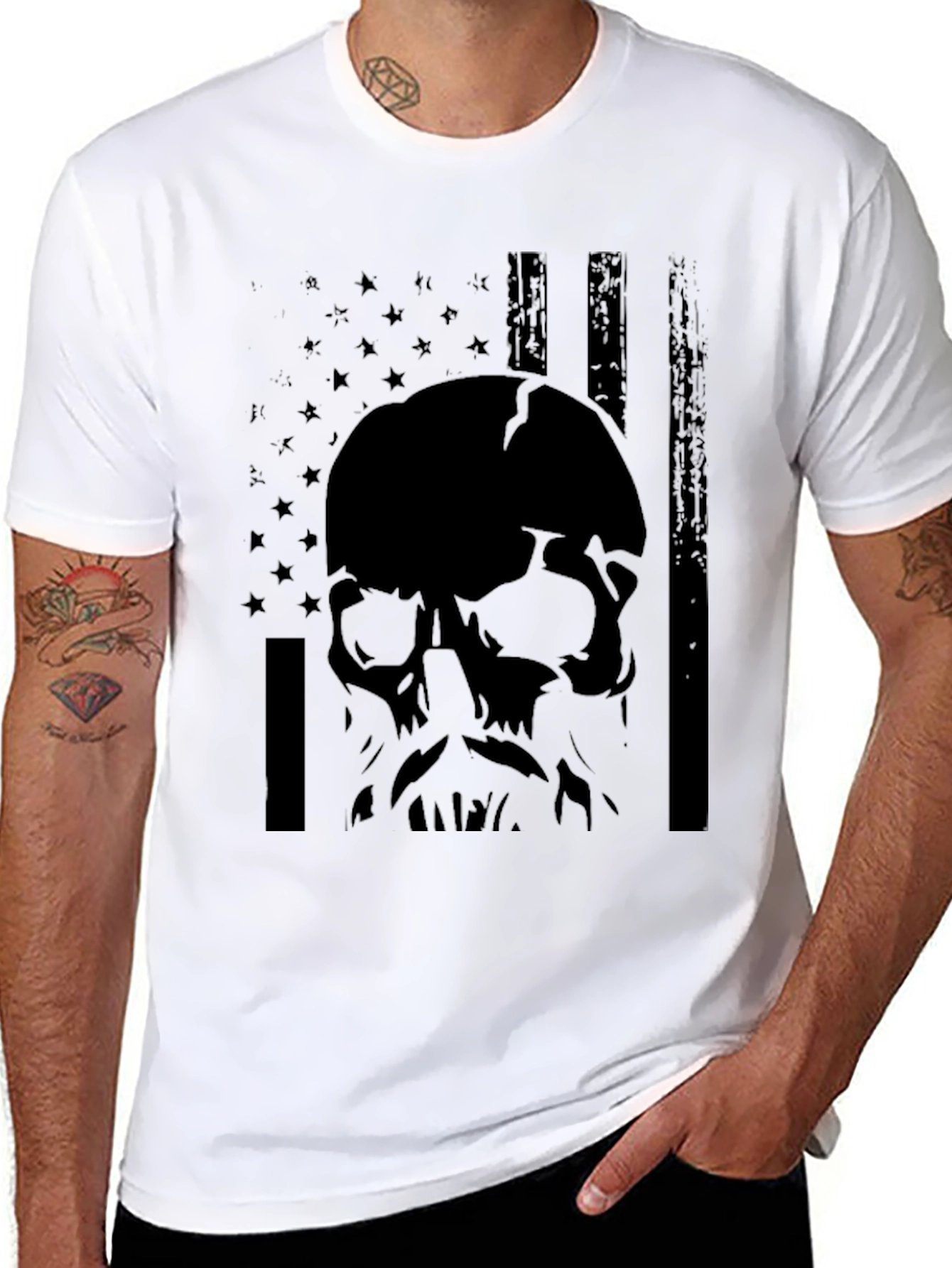 Skull American Flag Graphic T-Shirt