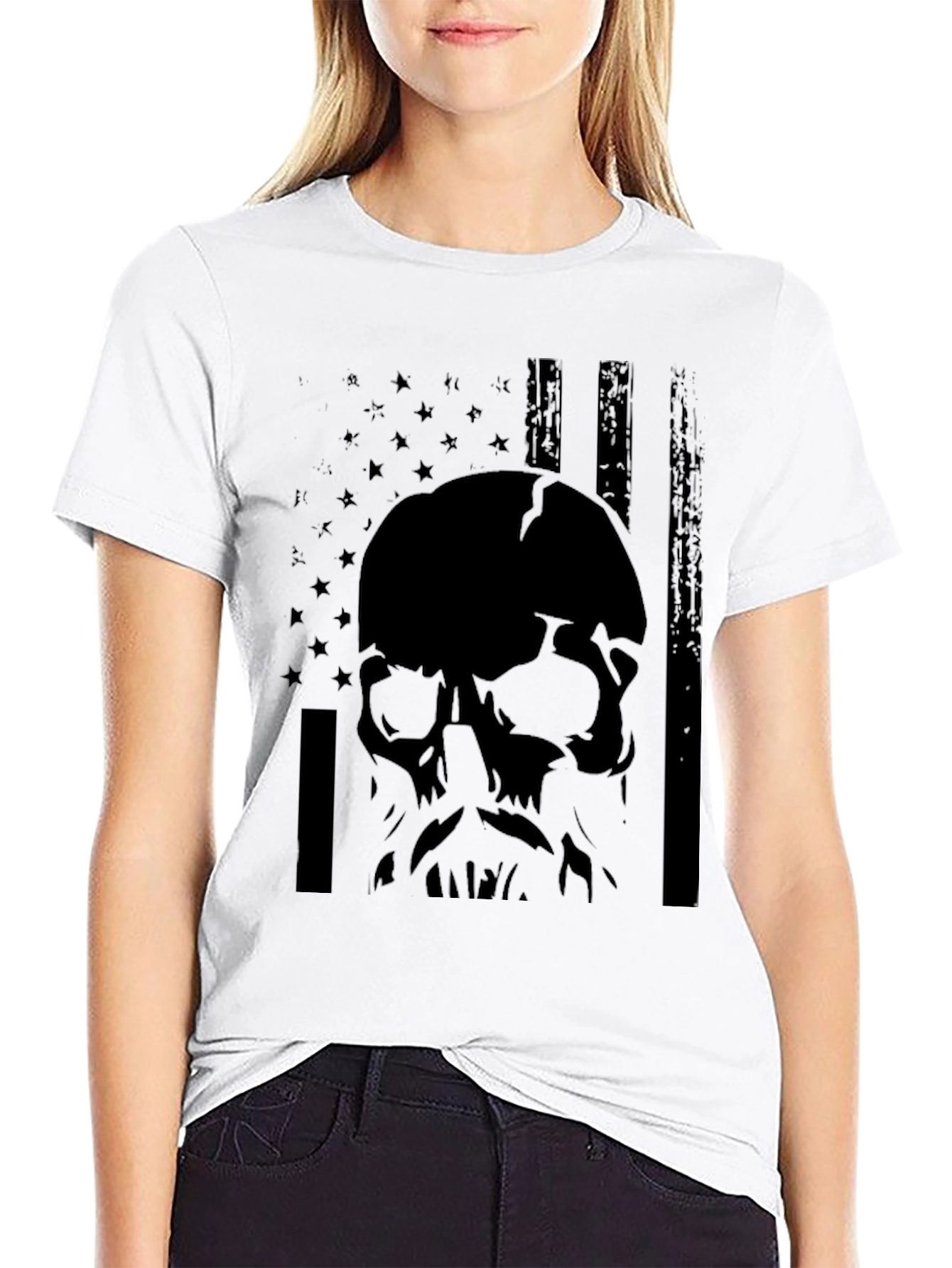 Skull American Flag Graphic T-Shirt