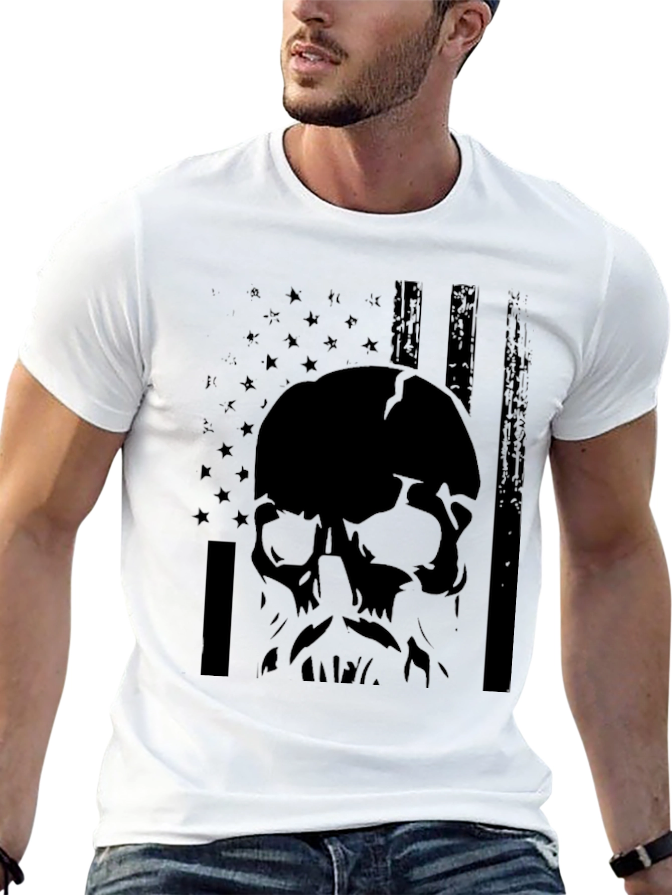 Skull American Flag Graphic T-Shirt