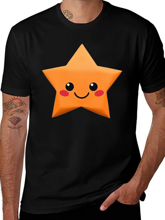 Cute Star Graphic Tee - Mens Black T-Shirt