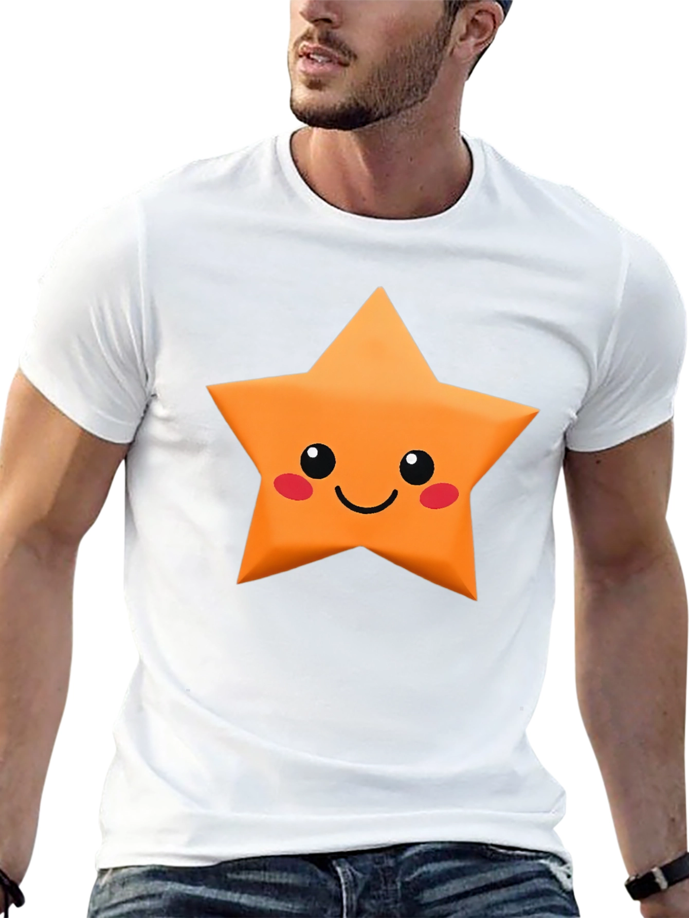 Cute Star Graphic Tee - Mens Black T-Shirt
