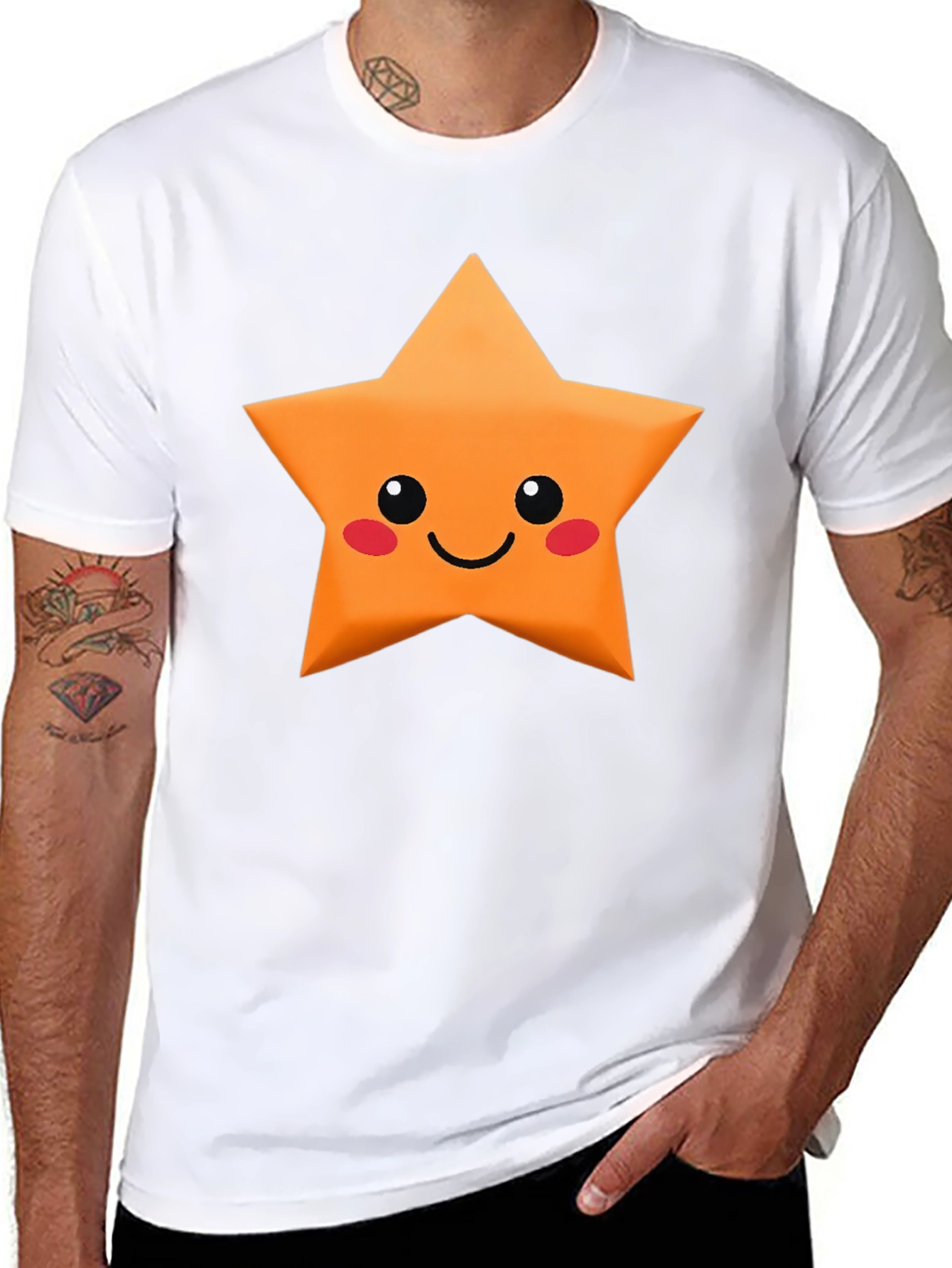 Cute Star Graphic Tee - Mens Black T-Shirt