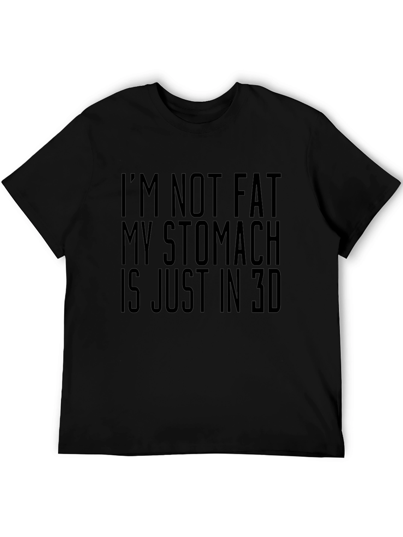Funny 3D Stomach Mens Black T-Shirt