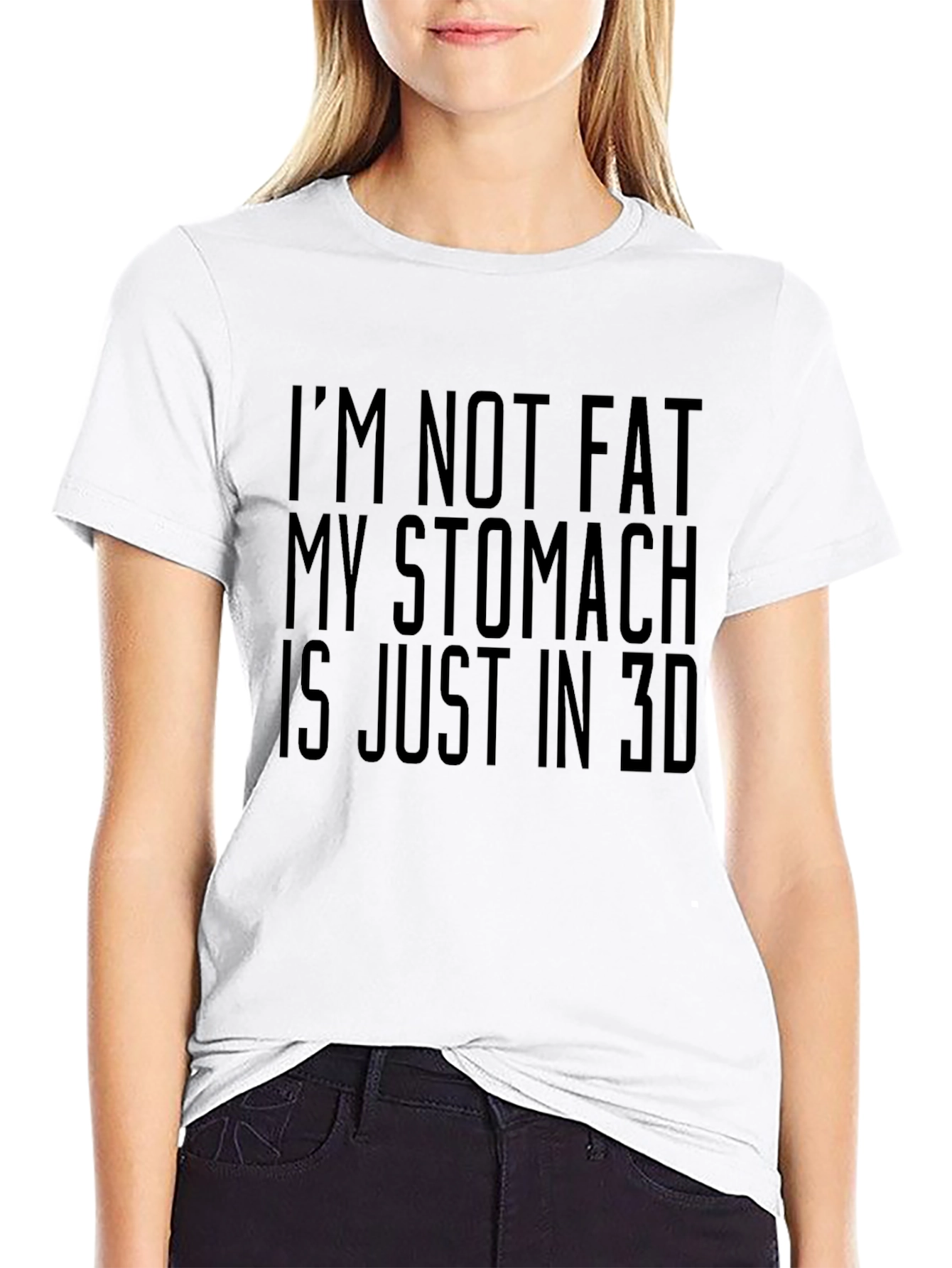 Funny 3D Stomach Mens Black T-Shirt