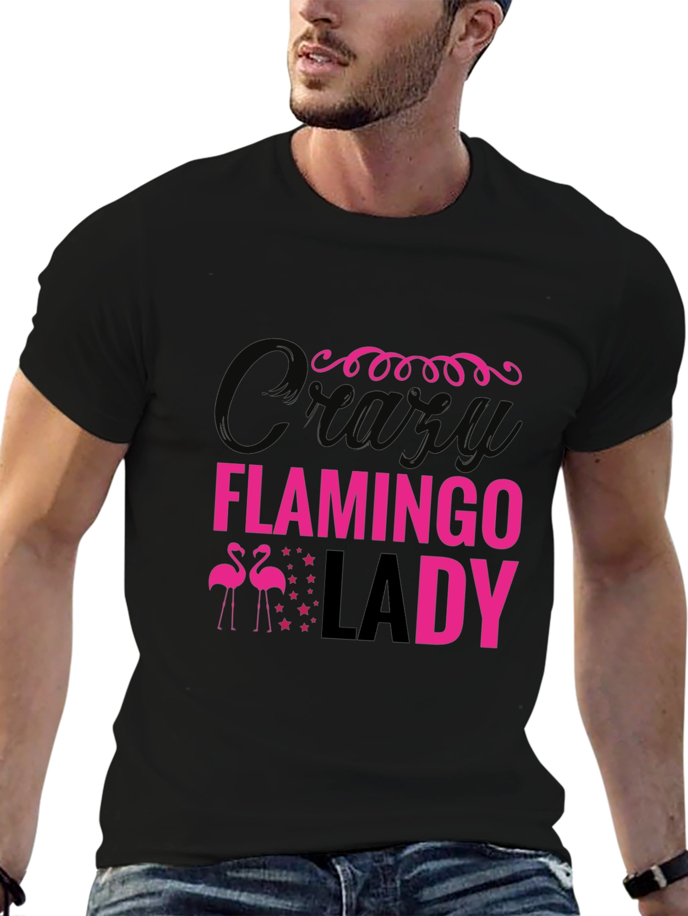 Crazy Flamingo Lady T-Shirt - Fun Pink Print
